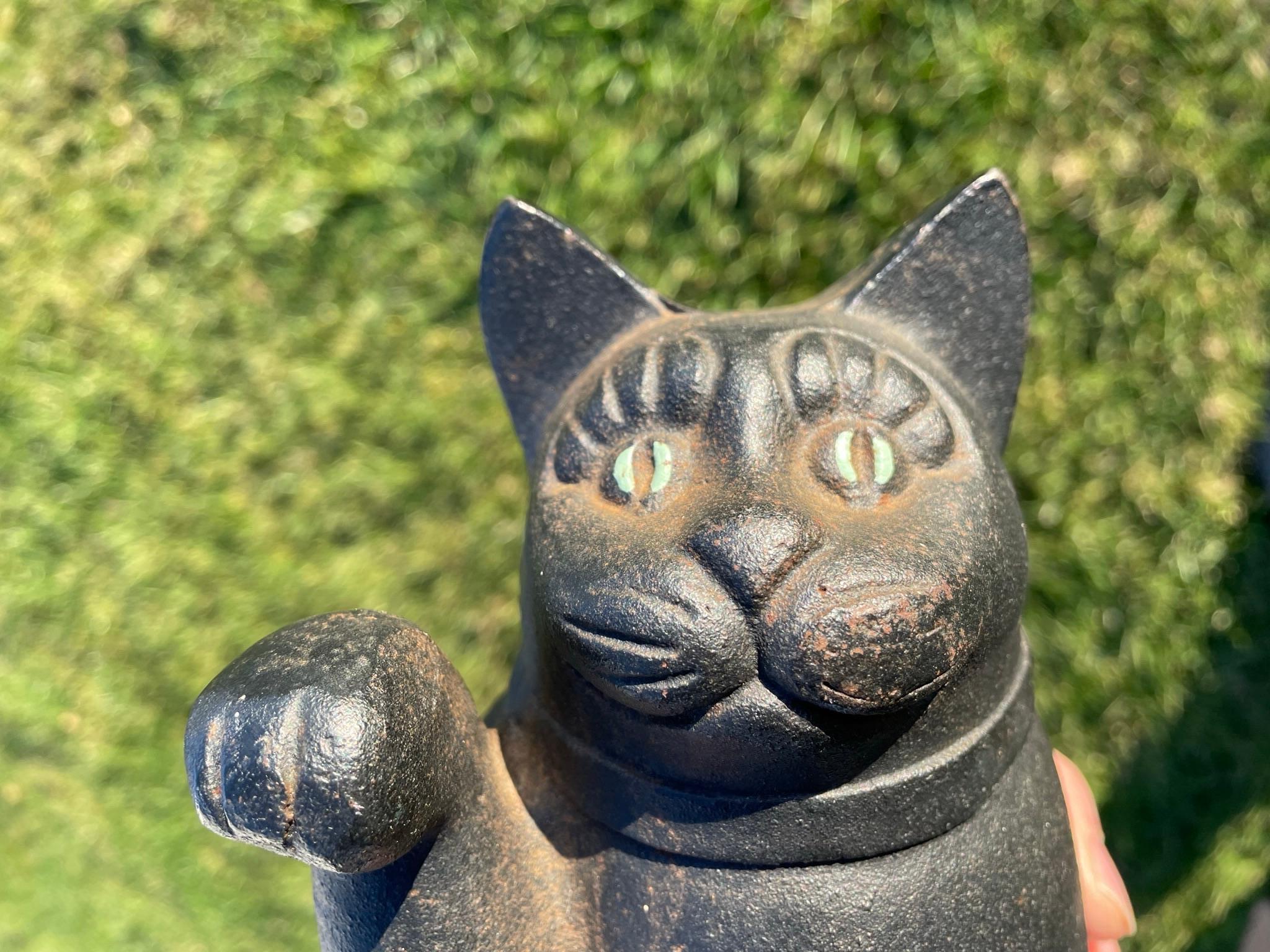 Japanese Big Black Green Eyed Fortune Money Cat 5