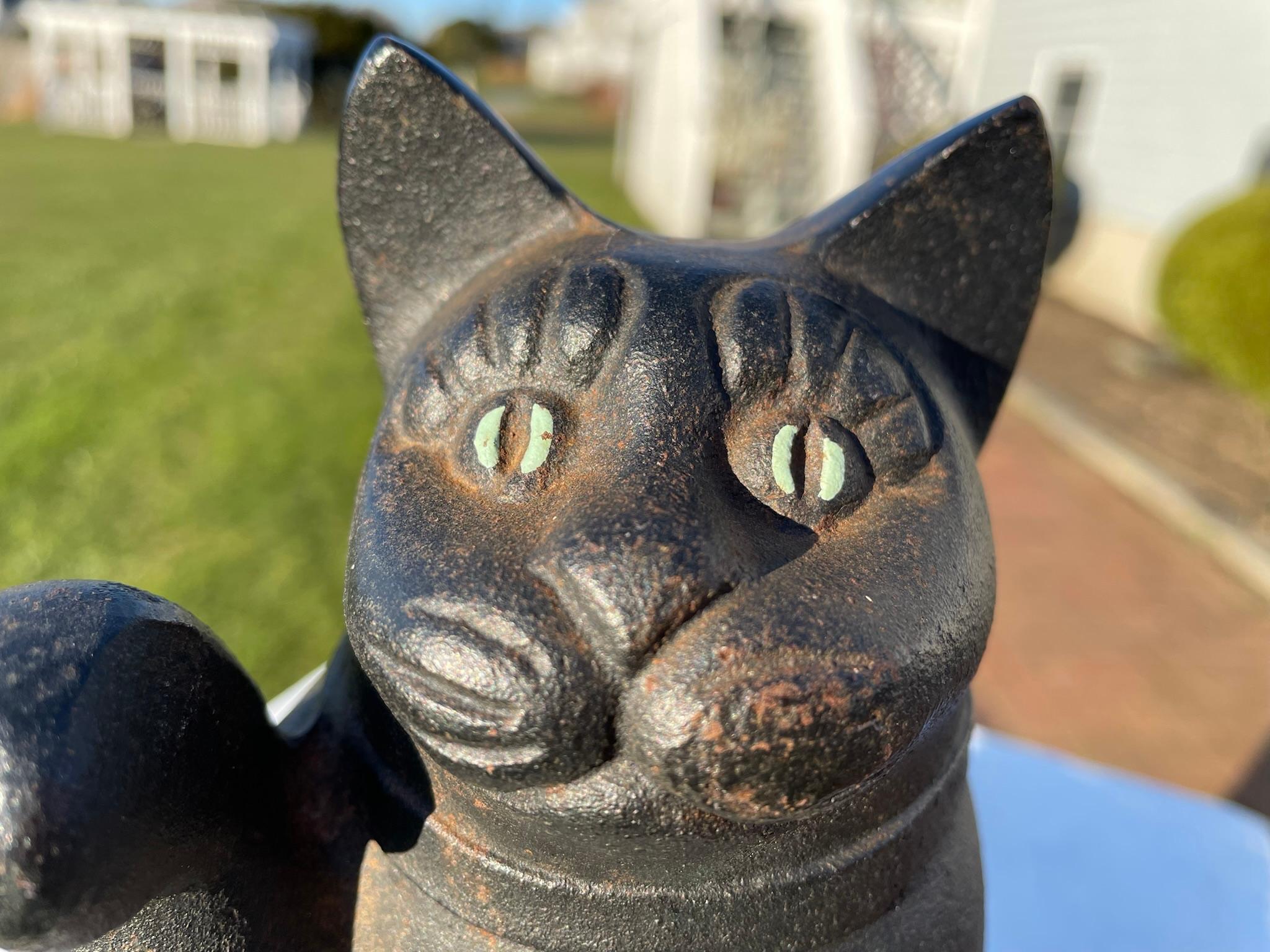 Hand-Painted Japanese Big Black Green Eyed Fortune Money Cat