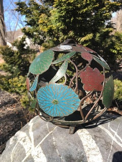 Japanese Big Bold Antique Lantern "Organic Orb" Form with Fine Enameled Details