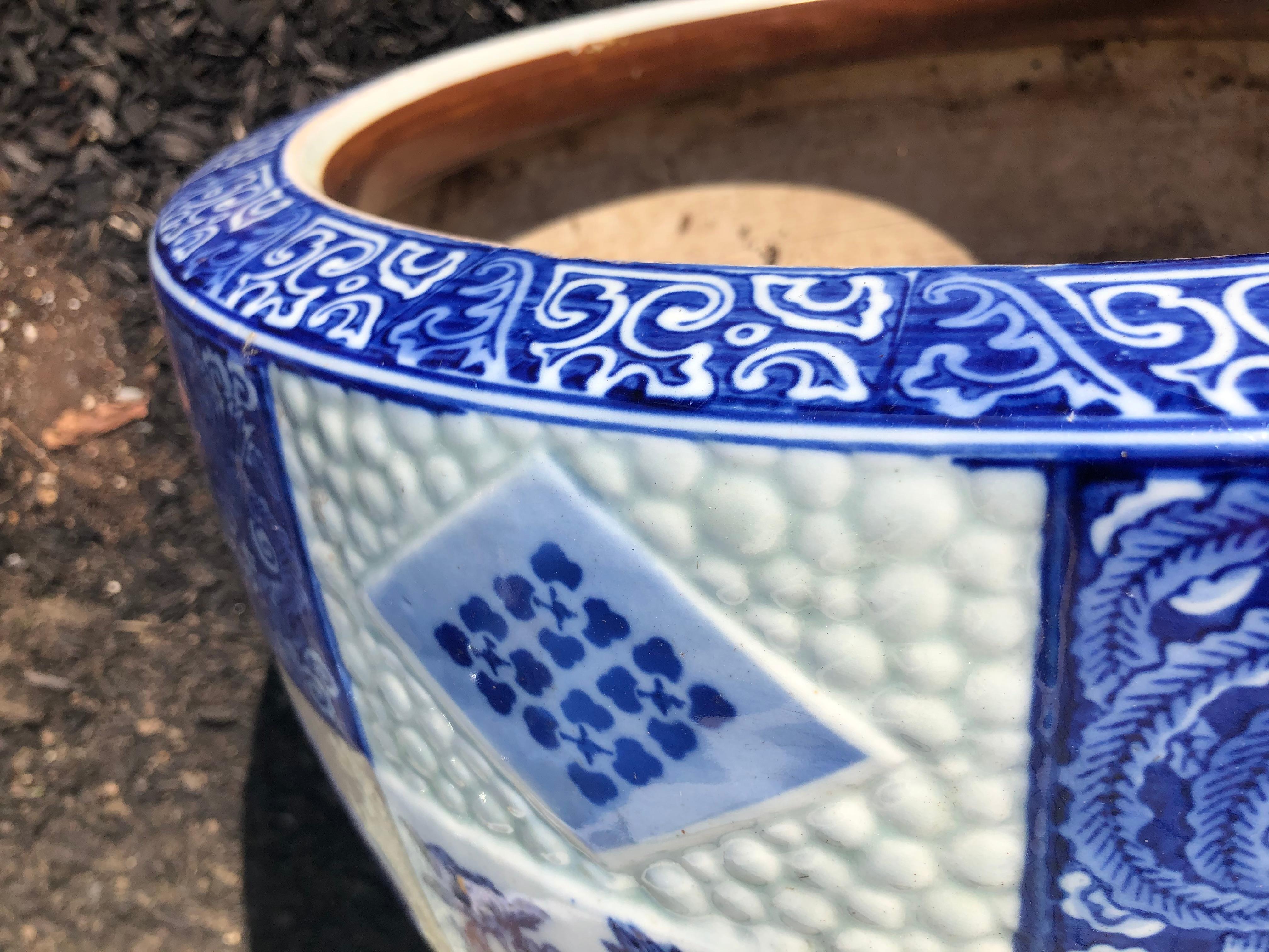 Japanese Big Old Brilliant Blue Water Basin Planter 3
