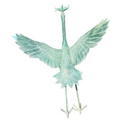 Japanese Big Bronze Crane Garden Fountain With Fine Details