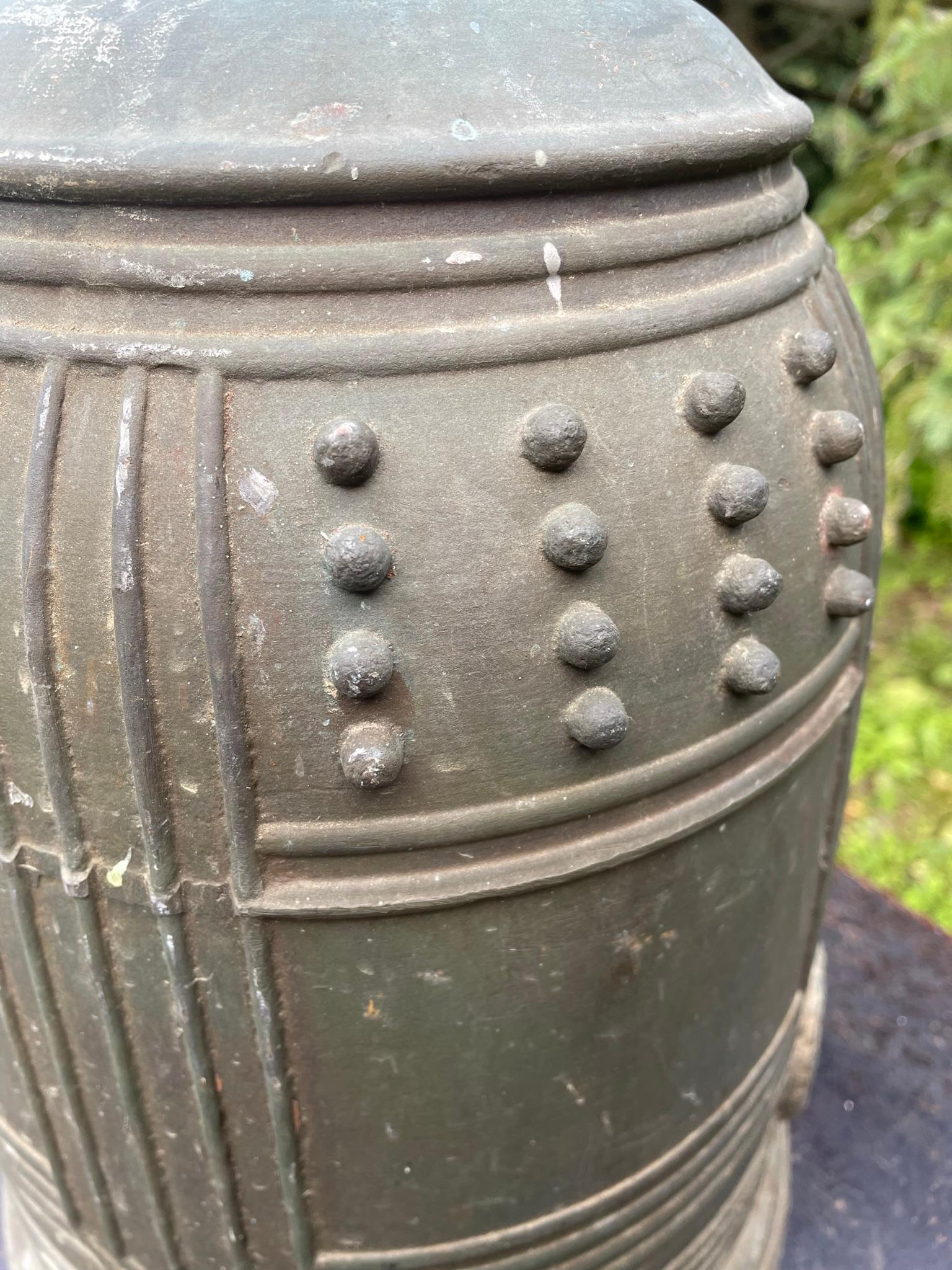 20th Century Japanese Big Old Bronze Temple Bell with Brilliant Resonating Sound, 18Inches