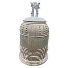 Japanese Big Old Bronze Temple Bell with Brilliant Resonating Sound, 18Inches