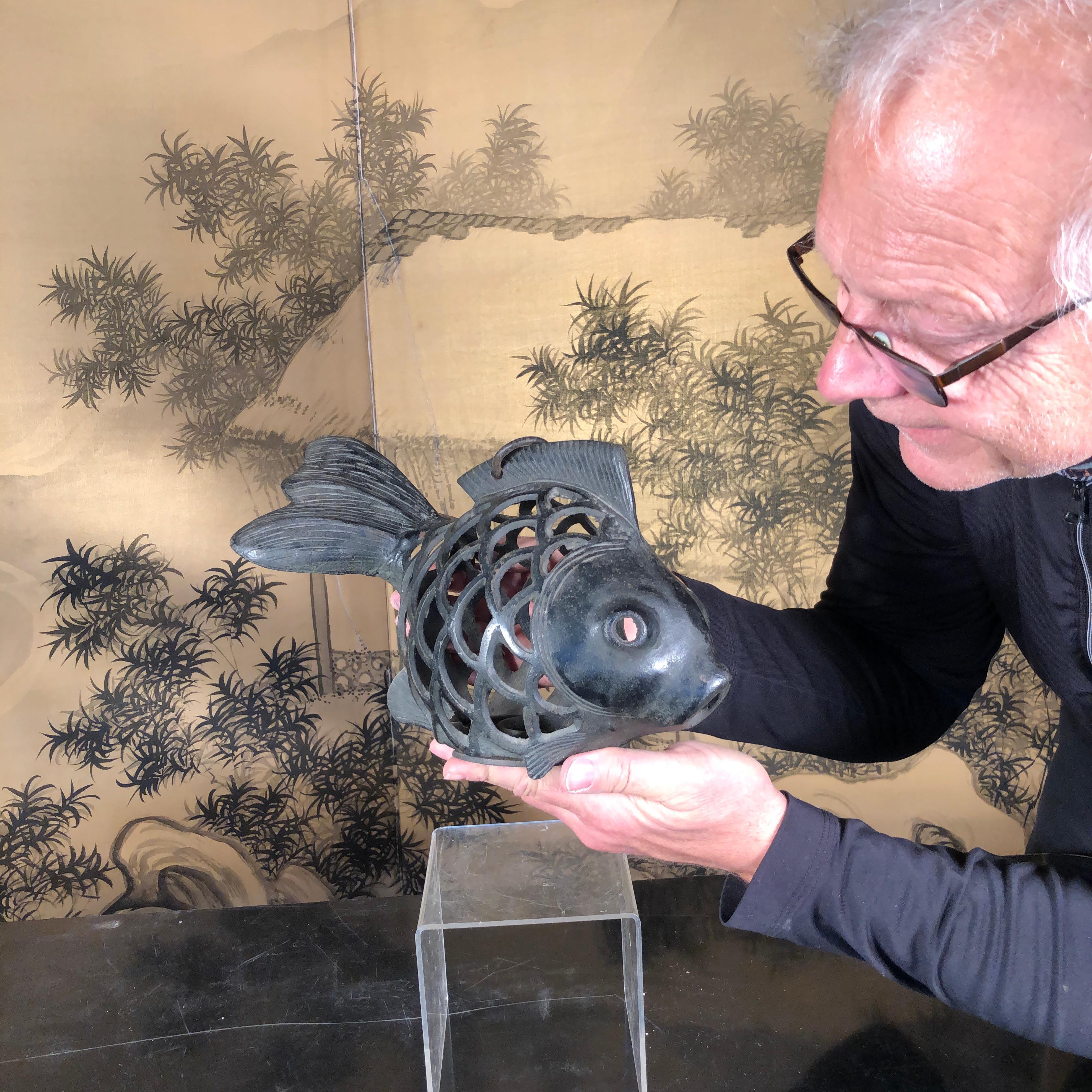 cast iron koi fish lantern