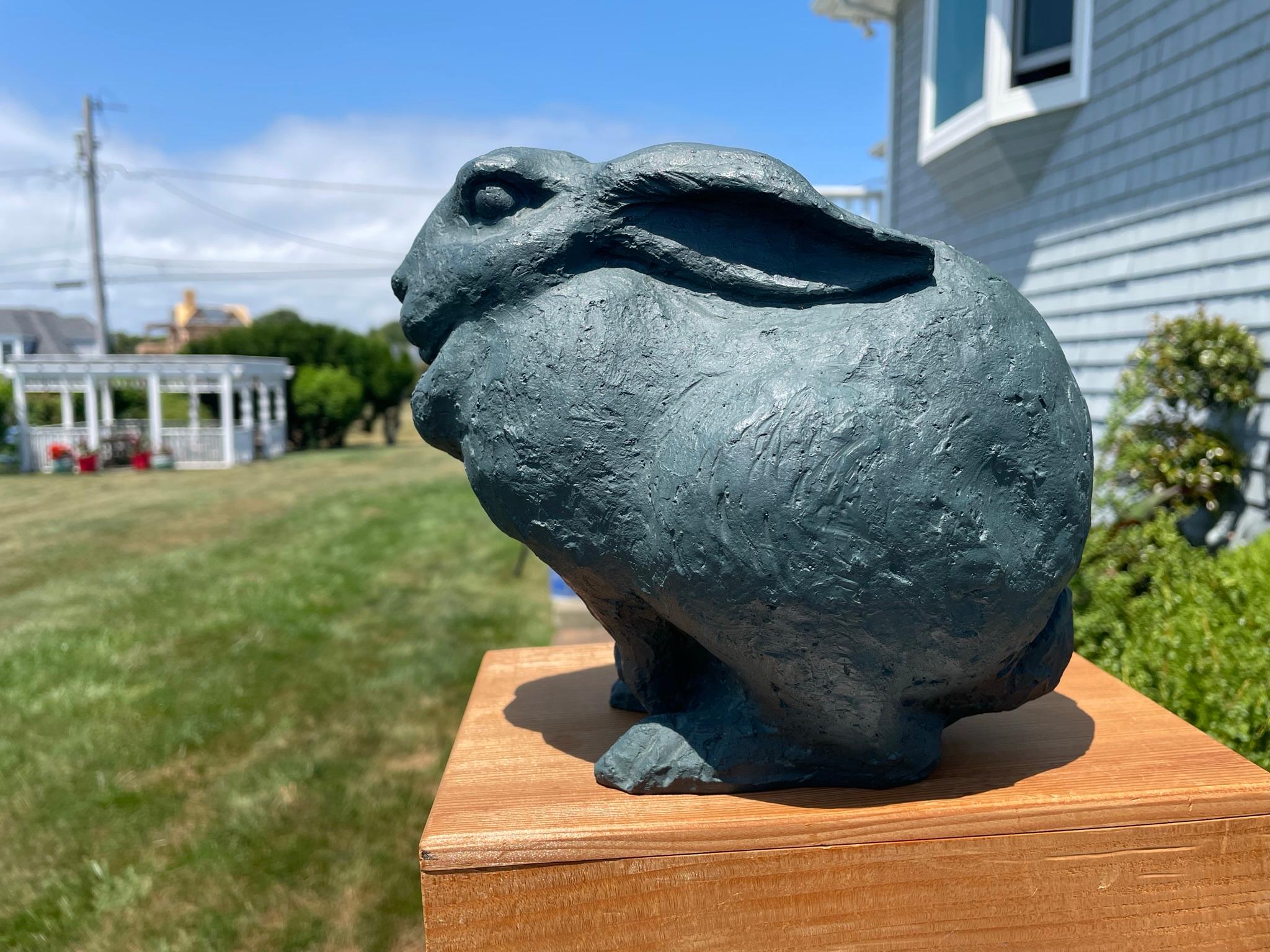 Japanese Big Old Signed Blue Teal Garden Rabbit  Mint, Signed, and Boxed For Sale 2