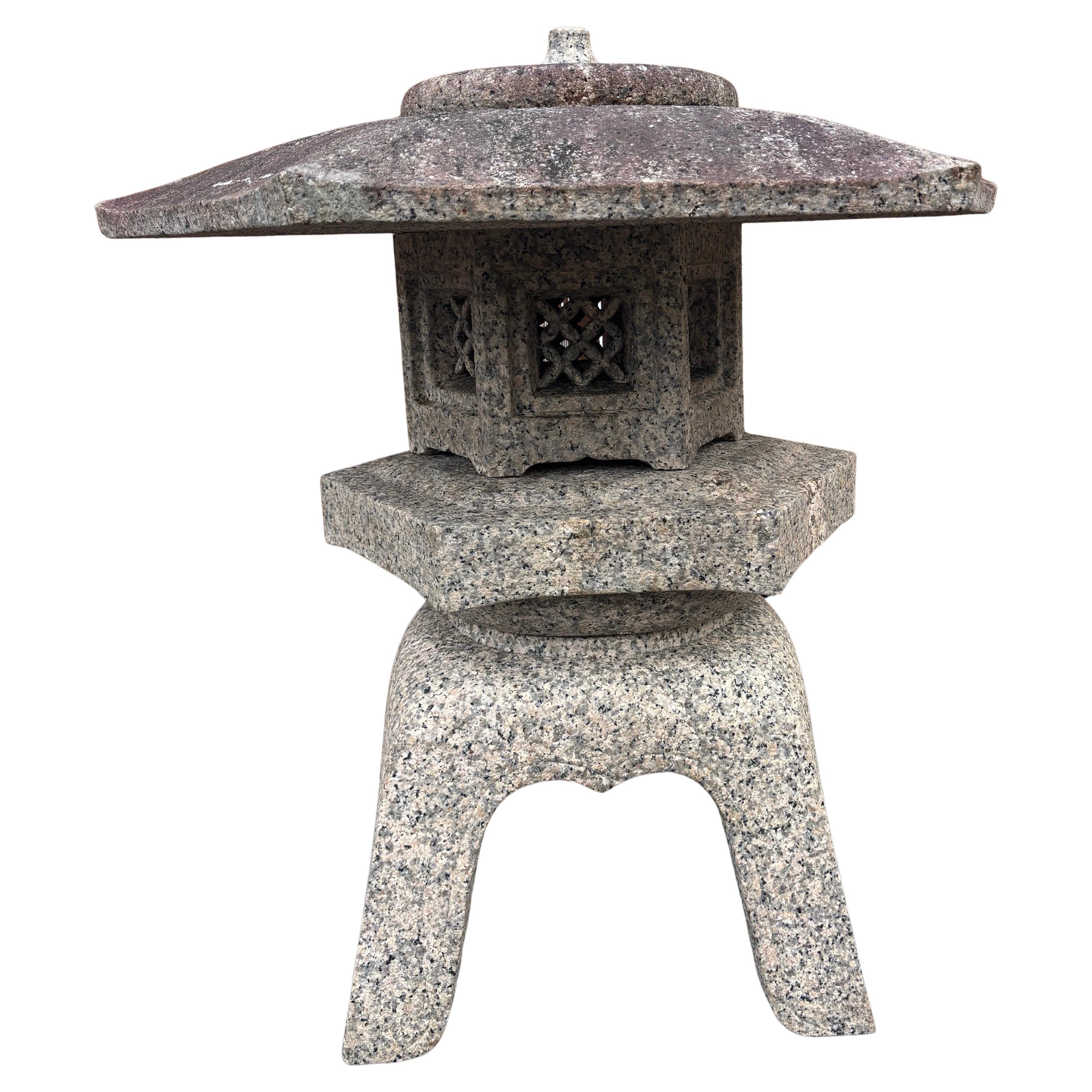 Japanese Big Old Stone Classic Yukimi Lantern Fine Simple Details, 39 Inches