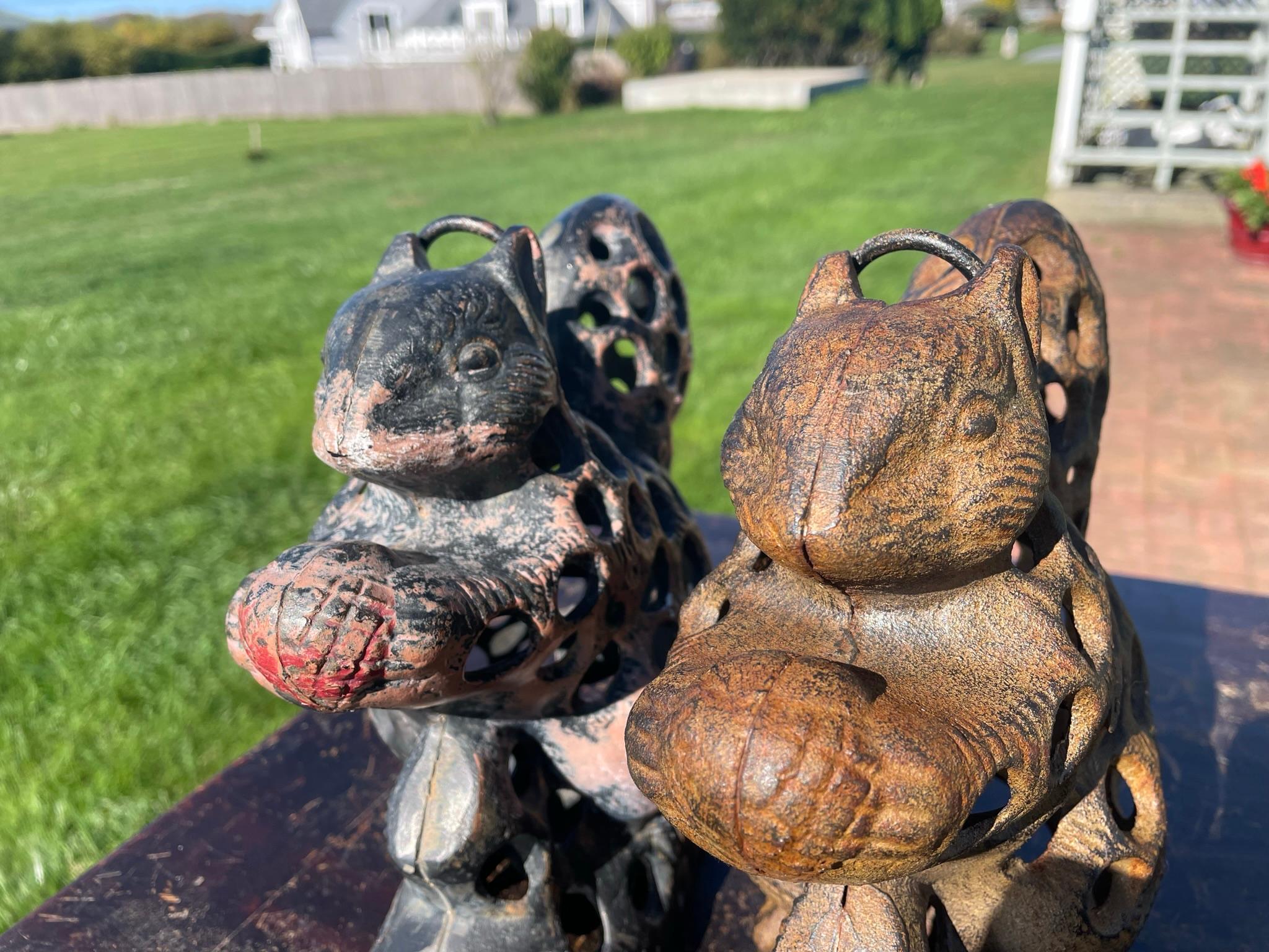 20th Century Japanese Big Pair Hand Painted Squirrel Lanterns For Sale
