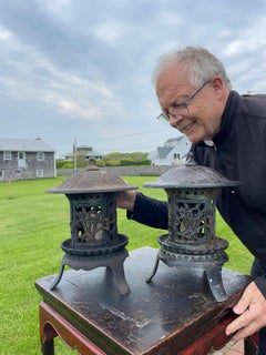 Par Grande Japonés Orquídeas y Flores Farolillos Luminosos