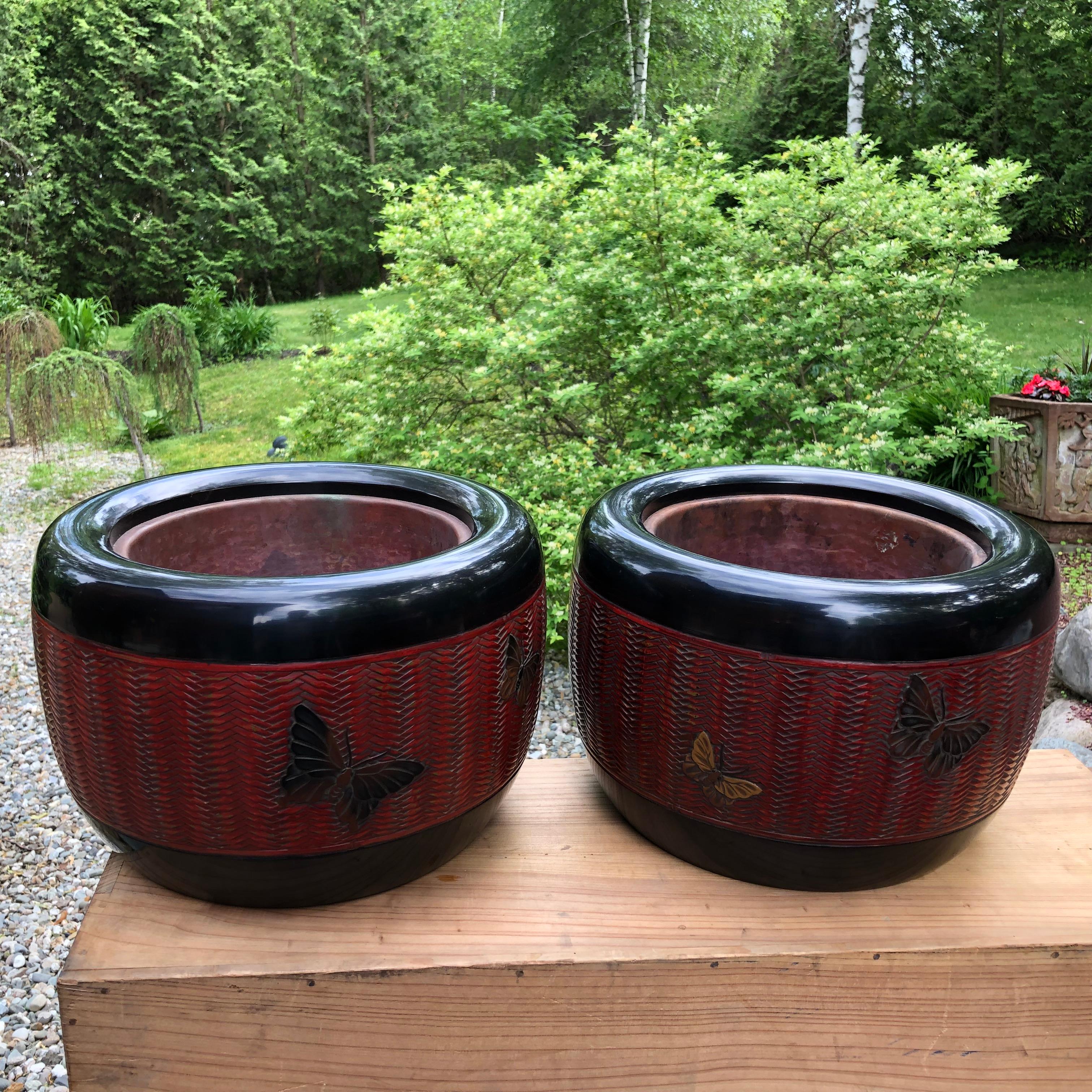 Taisho Big Pair of Red Lacquer 