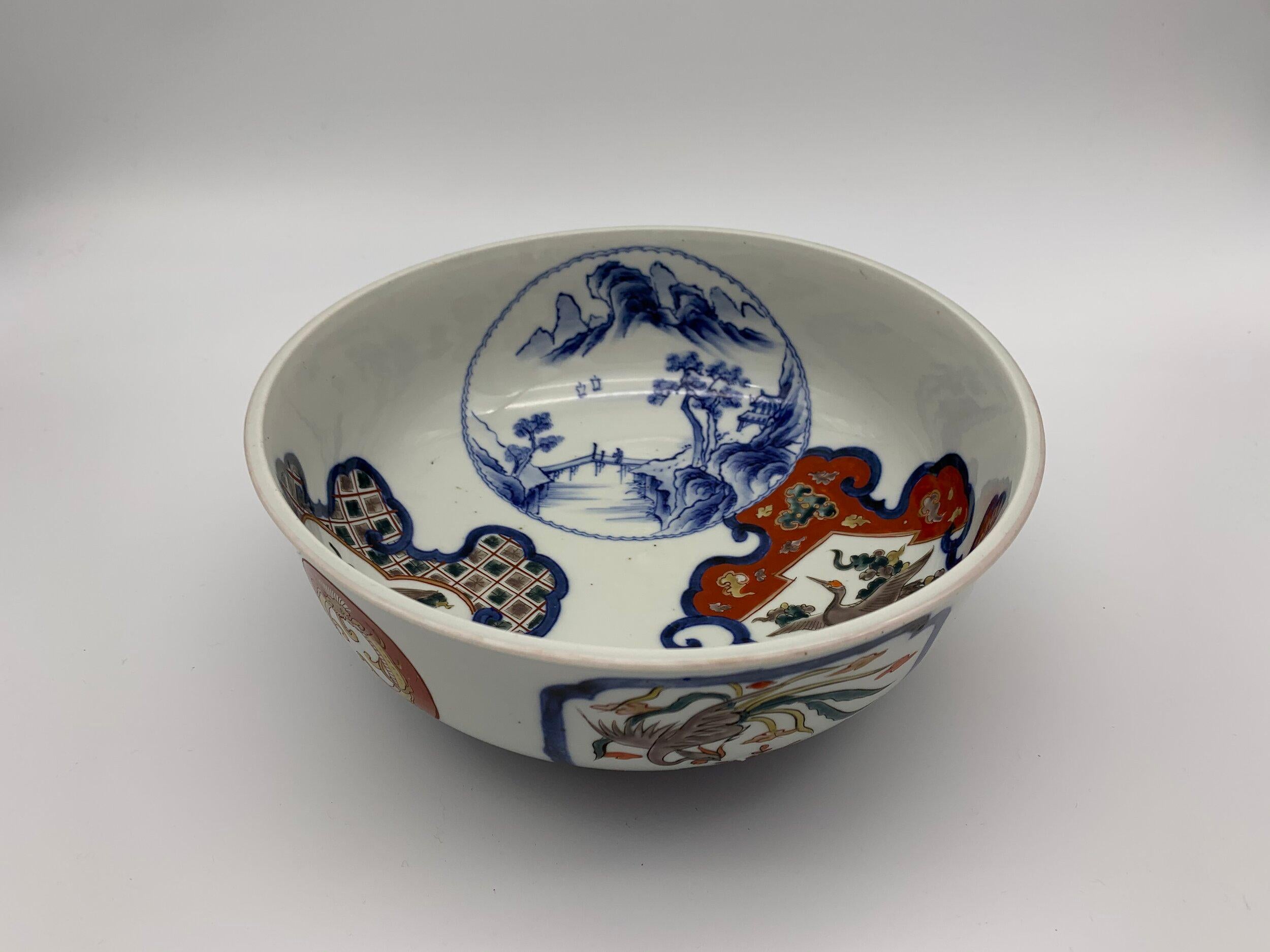 Japanese Big Serving Bowl Imari Porcelain 1900s Meiji For Sale 1