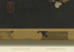 Japanese Bird and Blossom Lacquer Tray: Antique Lithograph, 1880s