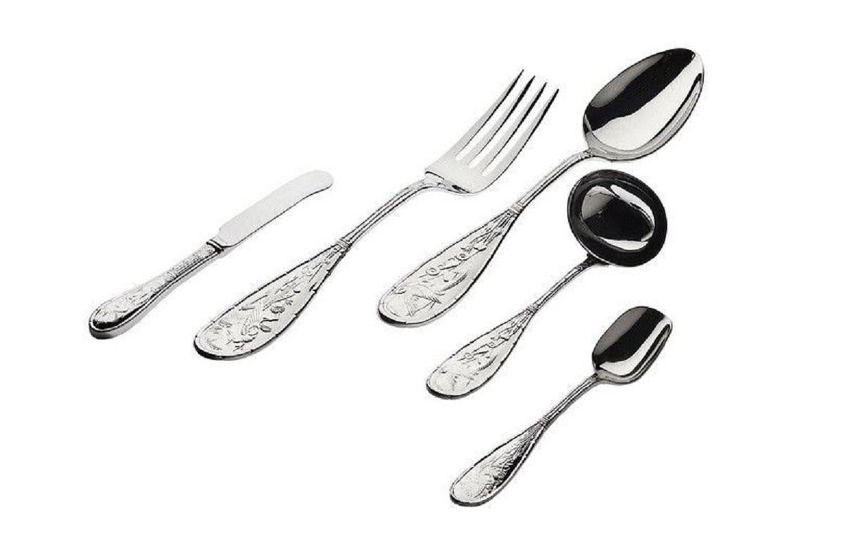 Japanese Bird Audubon by Ricci Stainless Flatware Set for 12 Service 81 Pcs New 3