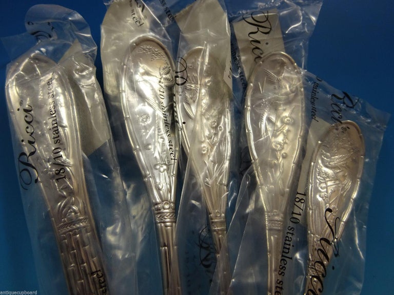 Japanese Bird Audubon by Ricci Stainless Flatware Set for 6 Service 41 Pieces For Sale at