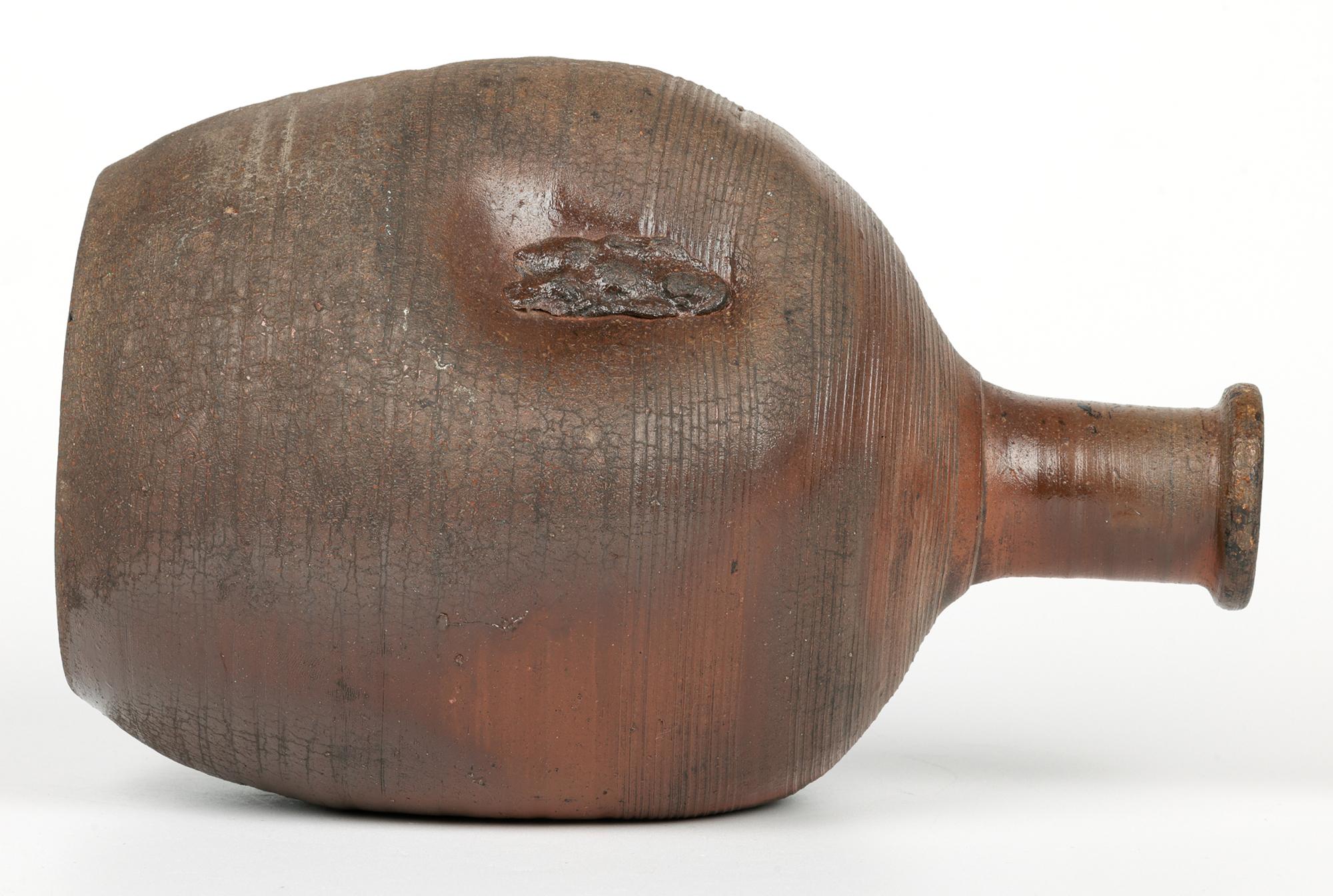 Japanese Bizen Ware Figural Dimple Molded Bottle Vase 3