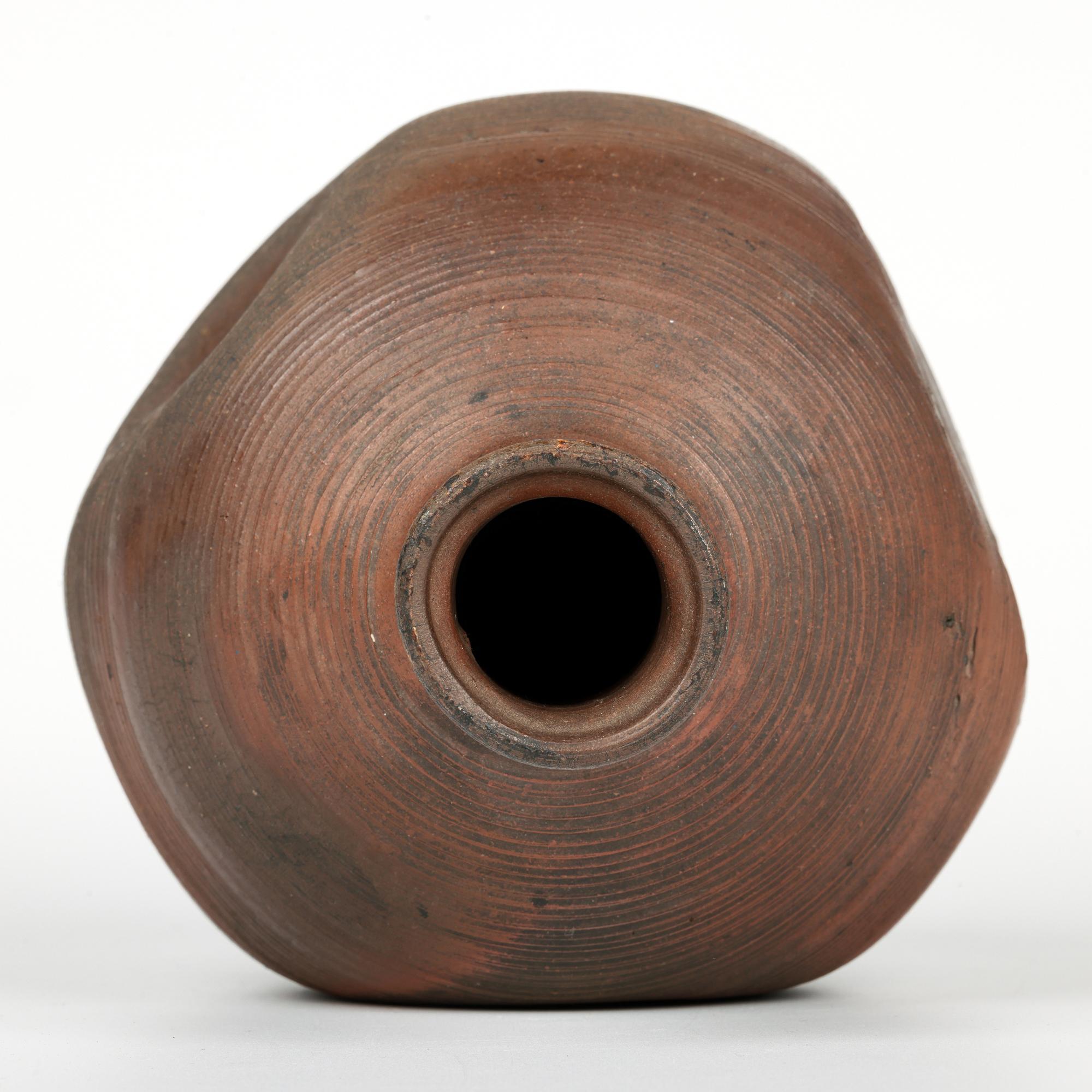 Japanese Bizen Ware Figural Dimple Molded Bottle Vase 7