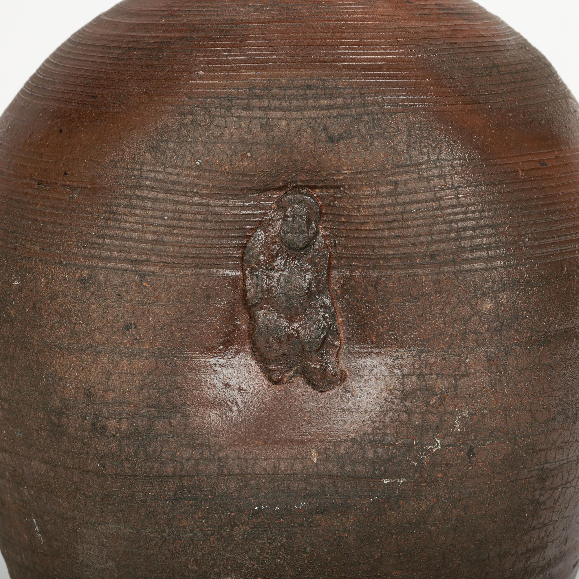 Japanese Bizen Ware Figural Dimple Molded Bottle Vase 8