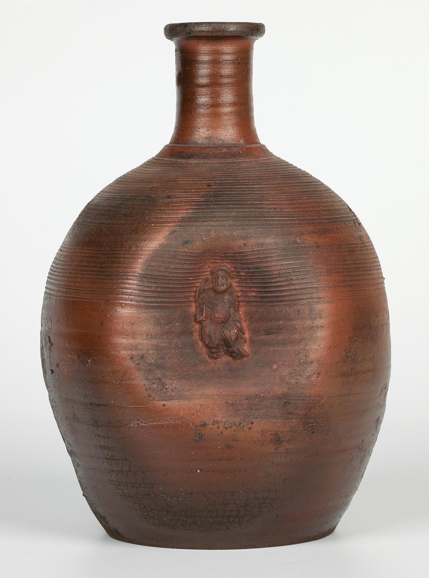 Japanese Bizen Ware Figural Dimple Molded Bottle Vase 9