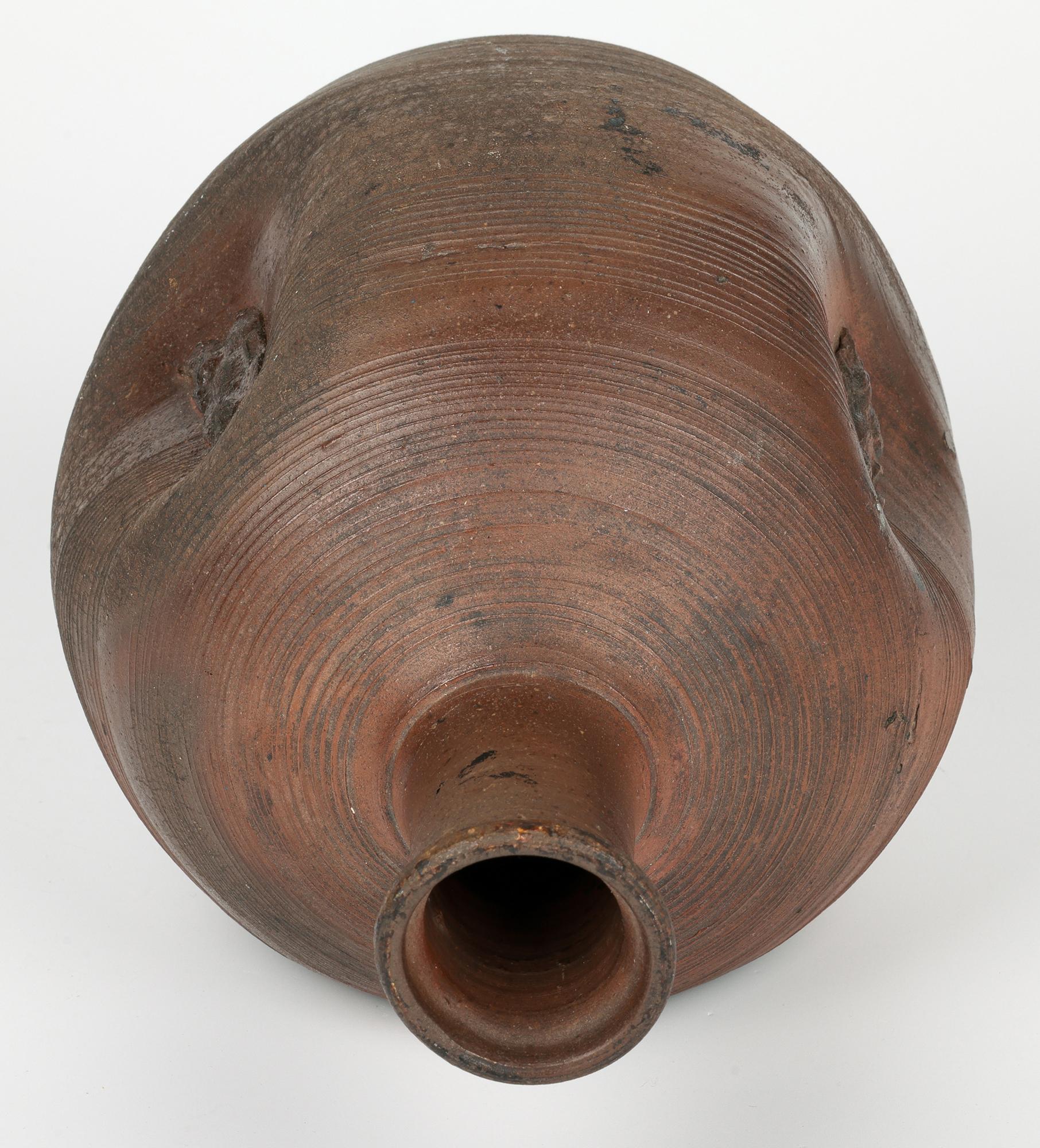 Japanese Bizen Ware Figural Dimple Molded Bottle Vase 11