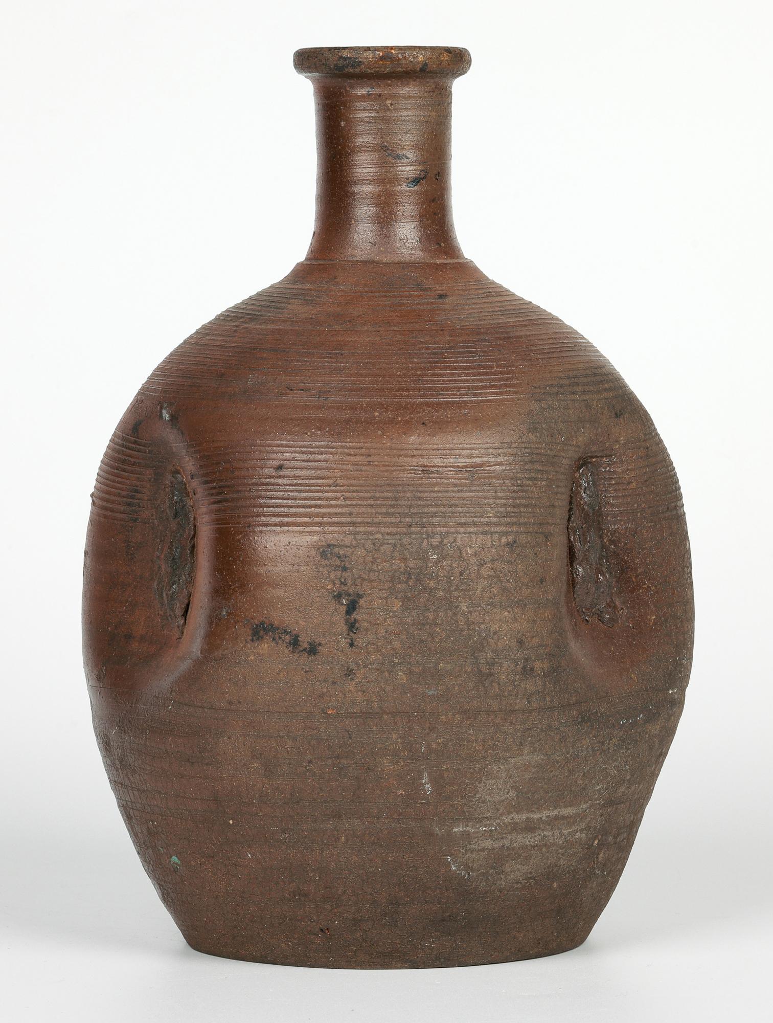 Japanese Bizen Ware Figural Dimple Molded Bottle Vase 12