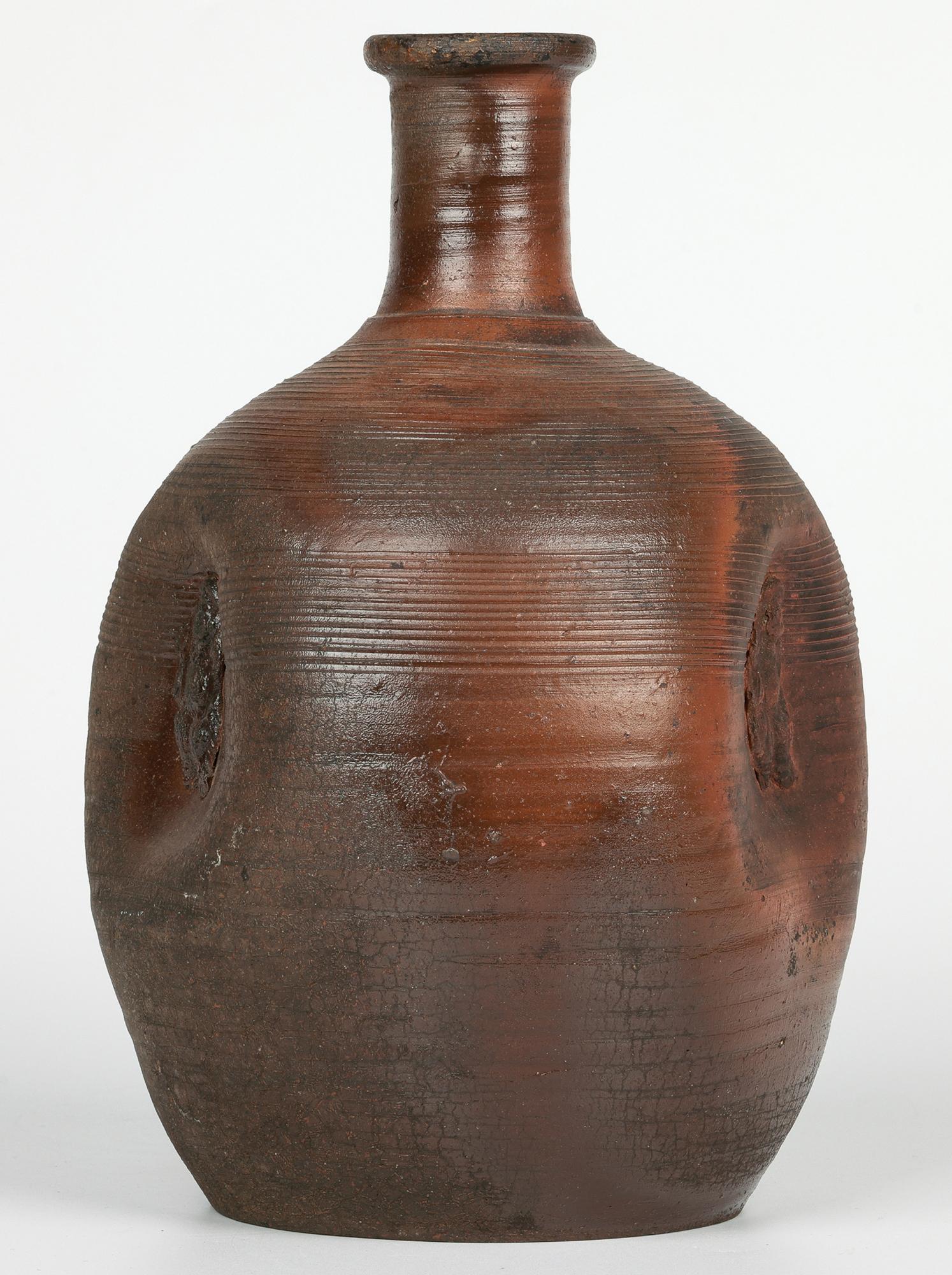 Japanese Bizen Ware Figural Dimple Molded Bottle Vase 1