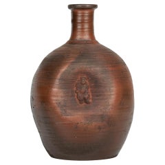 Japanese Bizen Ware Figural Dimple Molded Bottle Vase