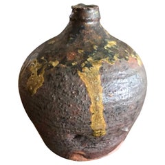 Vase pot japonais Bizen Yaki Ware signé et estampillé Meiji