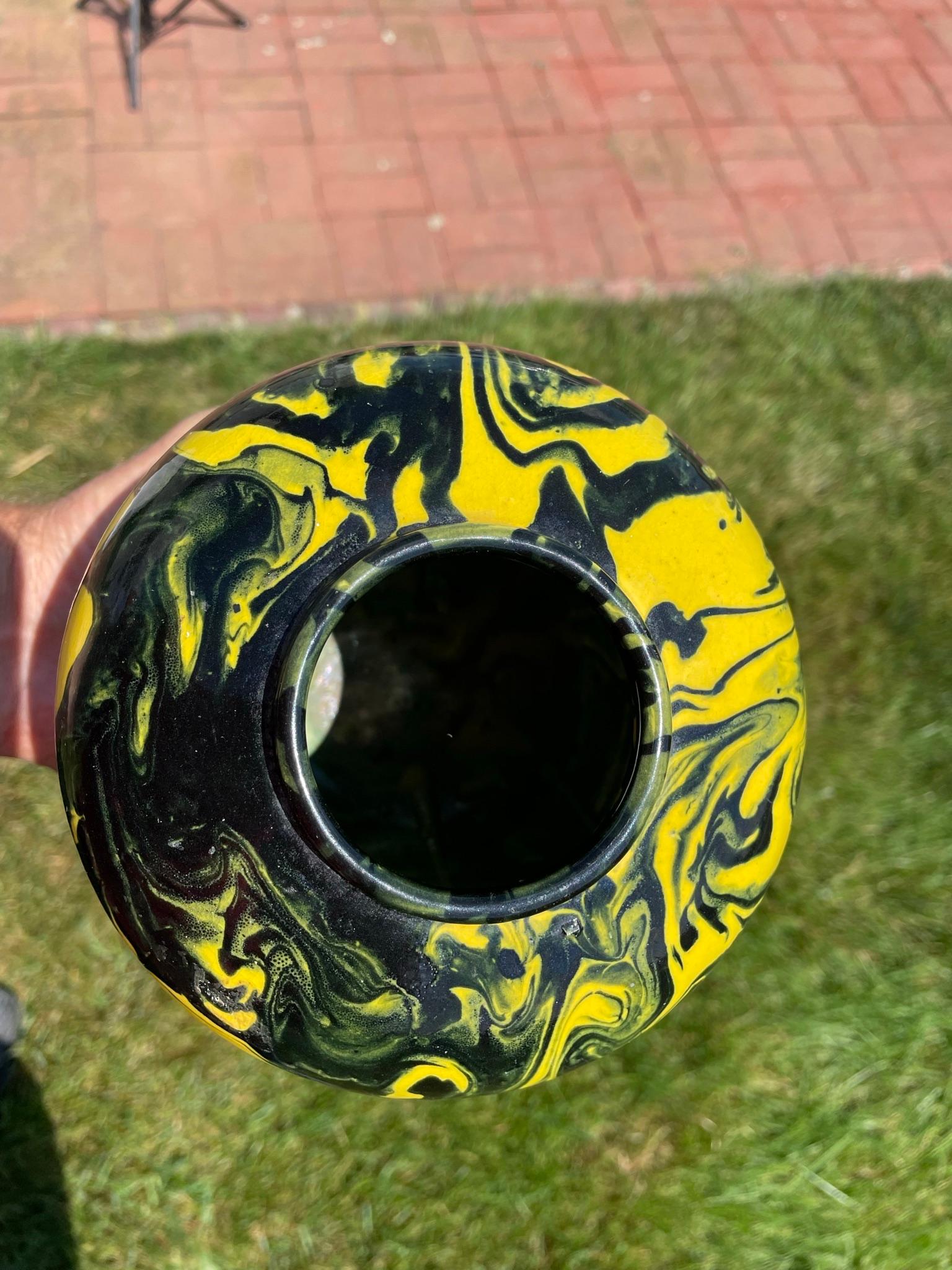 Japanese Black and Yellow Art Deco Studio Vase 2