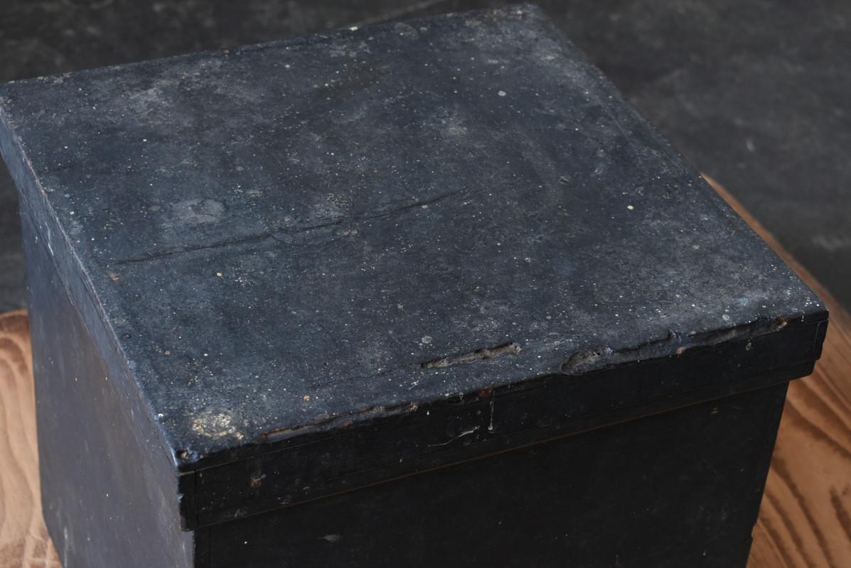 18th Century Japanese Black Antique Wooden Box / Wabi-Sabi Storage Box / 1785 / Edo Period