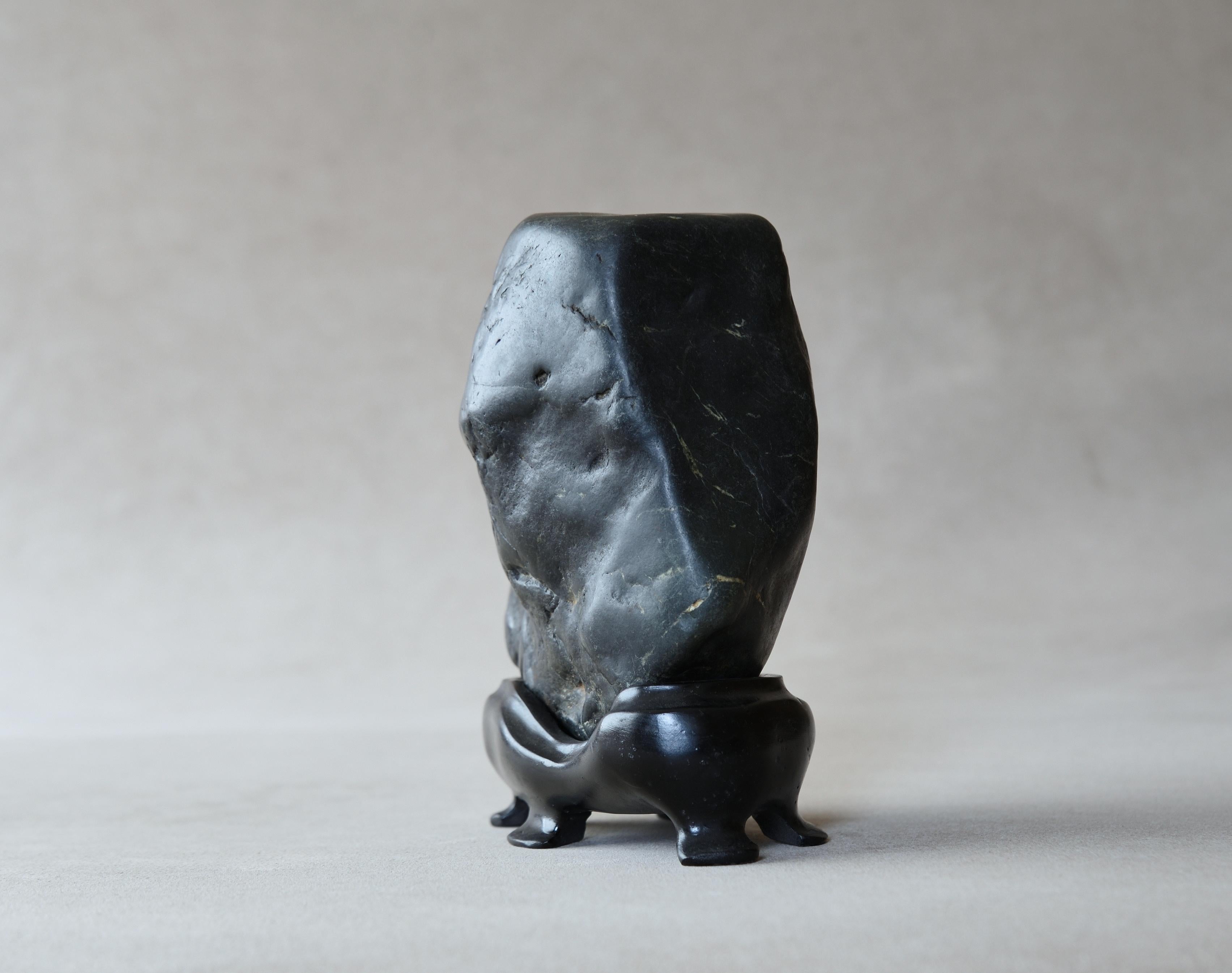 18th Century and Earlier Japanese Black Kamuy-Kotan Suiseki God Stone For Sale