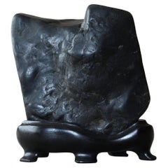 Japanese Black Kamuy-Kotan Suiseki God Stone