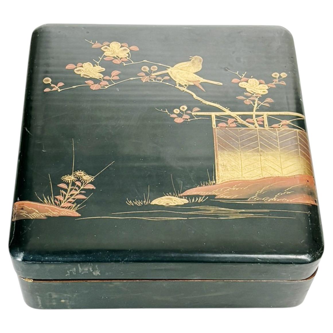 Japanese black lacquer box, Japan, early 20th century