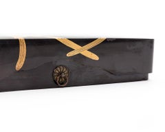 Japanese Black Lacquer Box with Gold and Silver Maki-E Floral Design, circa 1870