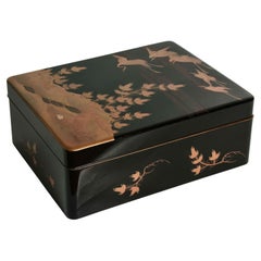 Antique Japanese Black Lacquer Document Box