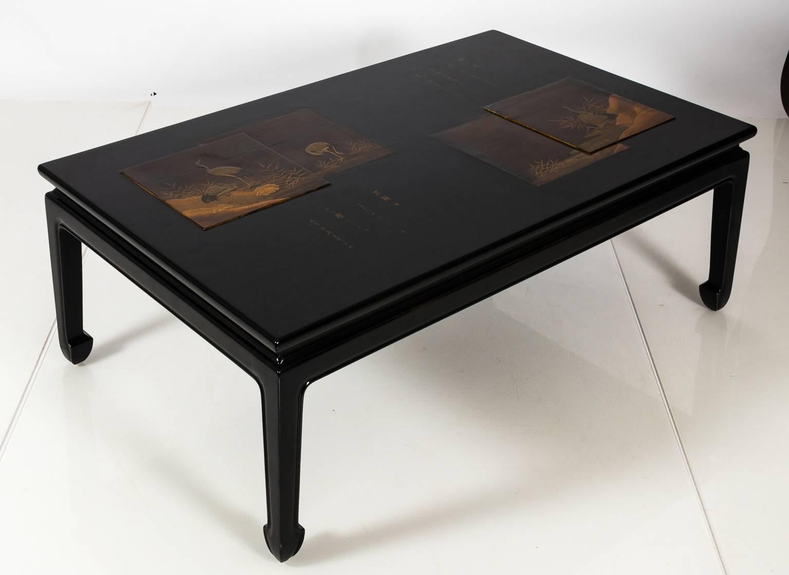 Mesa japonesa de laca negra siglo XIX en venta