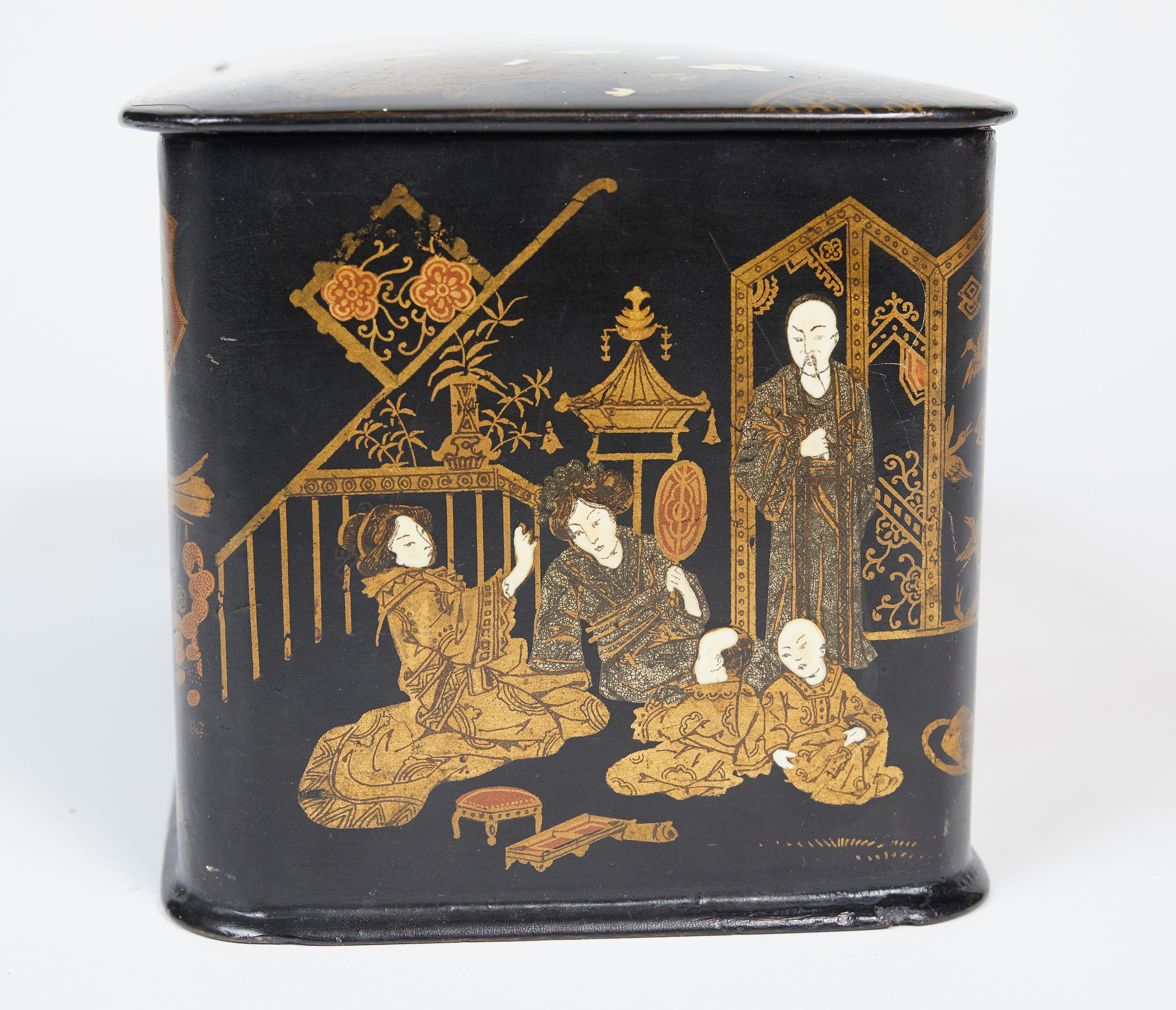 Japanese Black Lacquered Tea Caddy 3