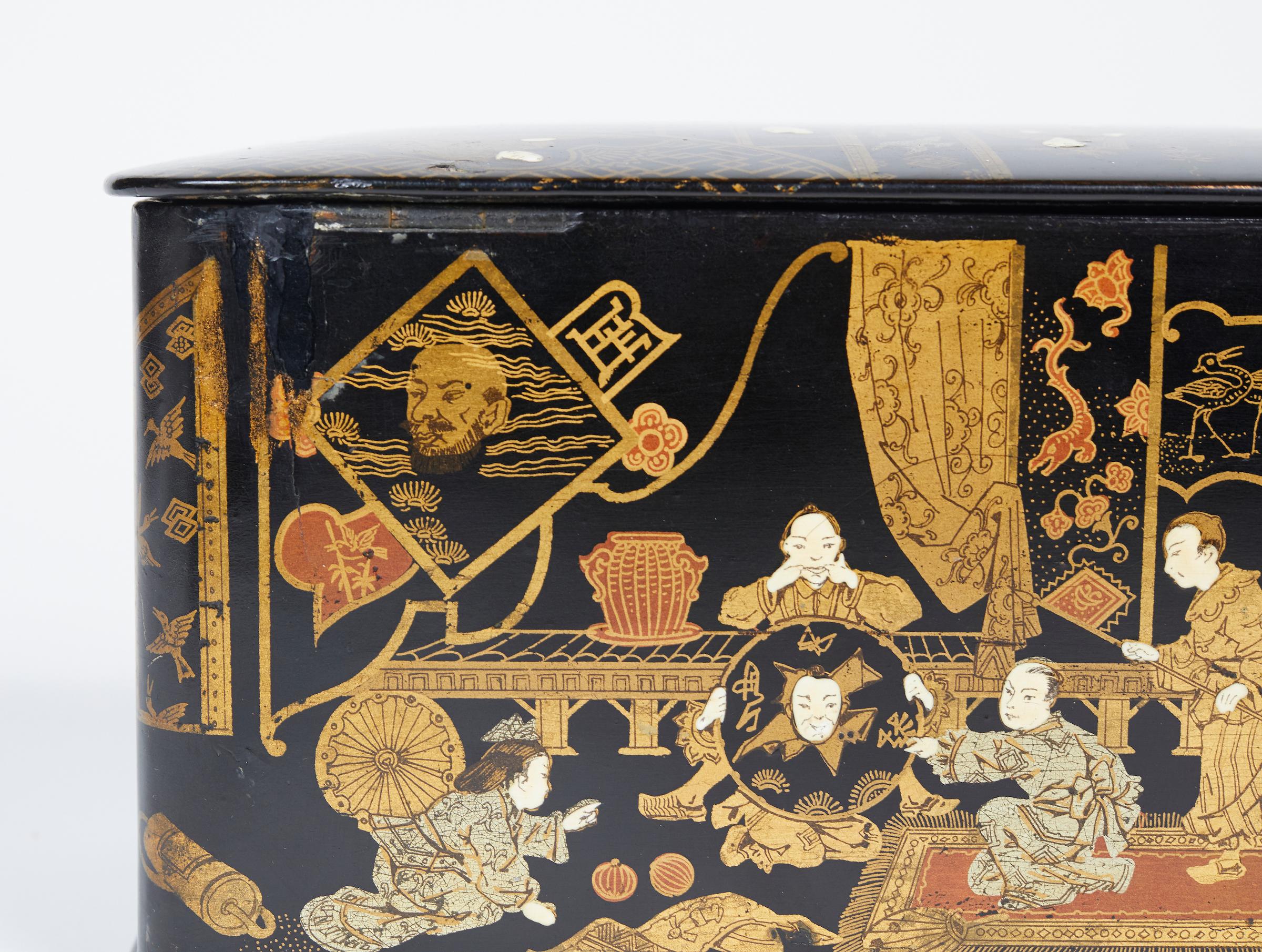 Japanese Black Lacquered Tea Caddy 4