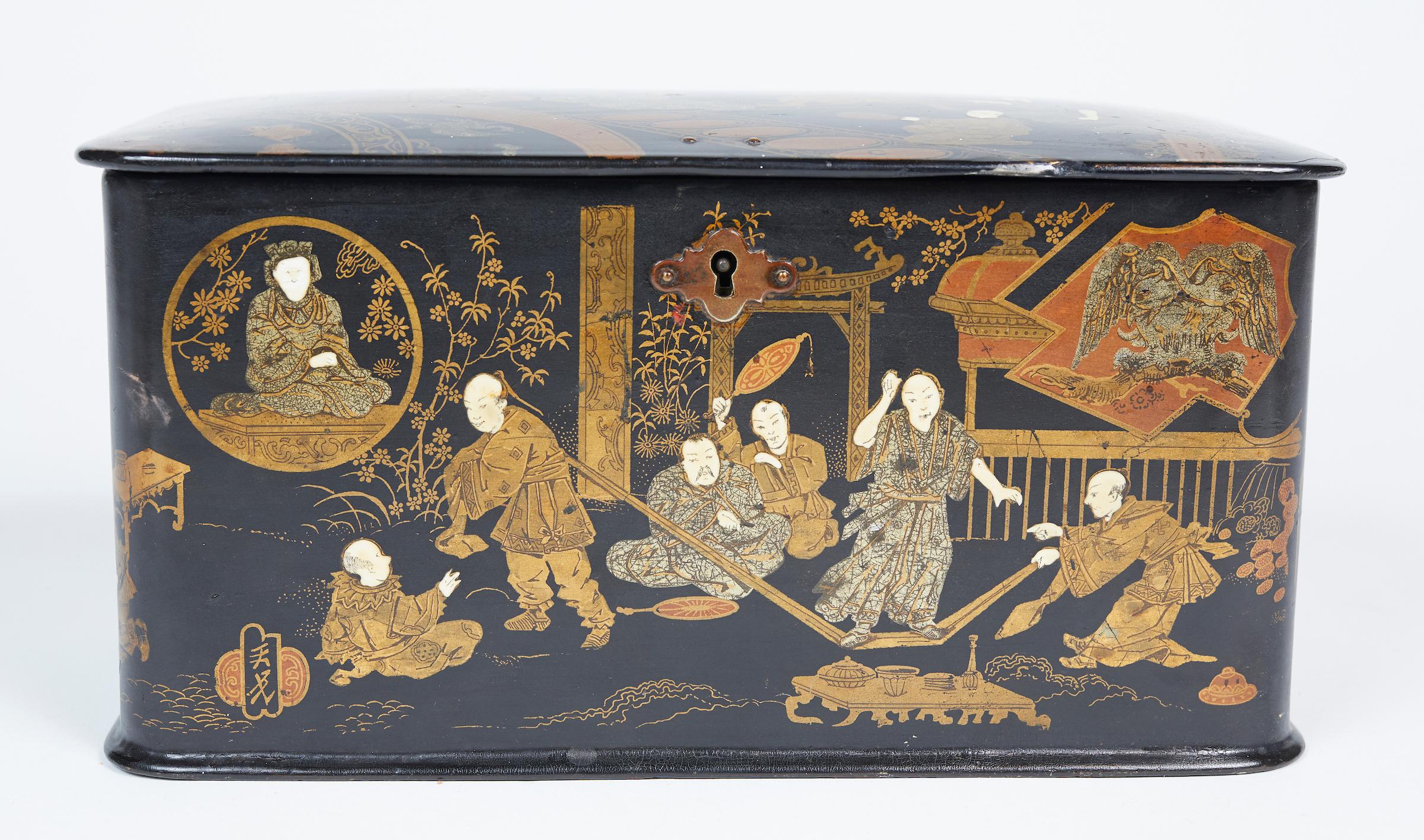 Japanese Black Lacquered Tea Caddy 1