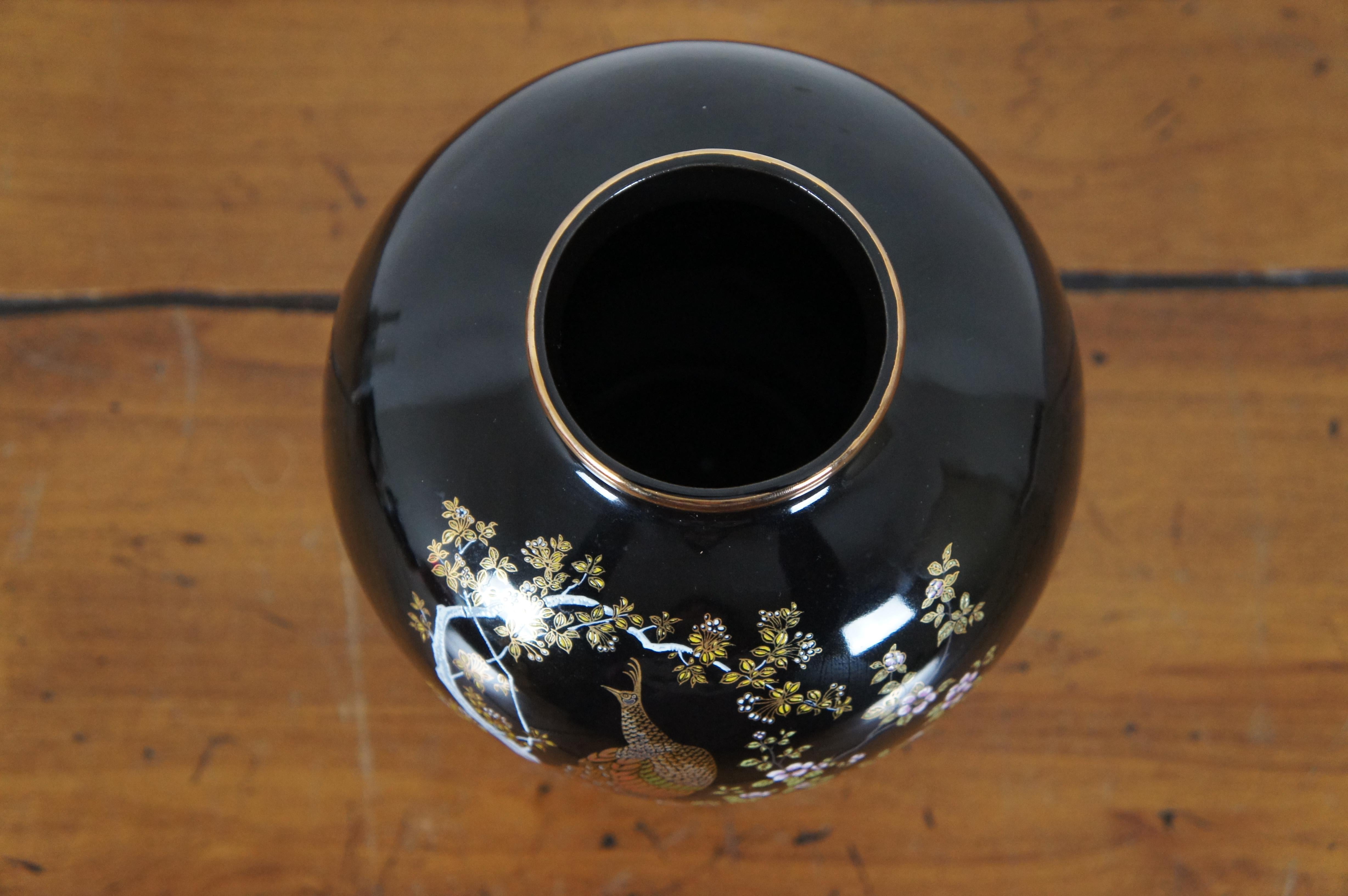 blue japanese vase with peacock