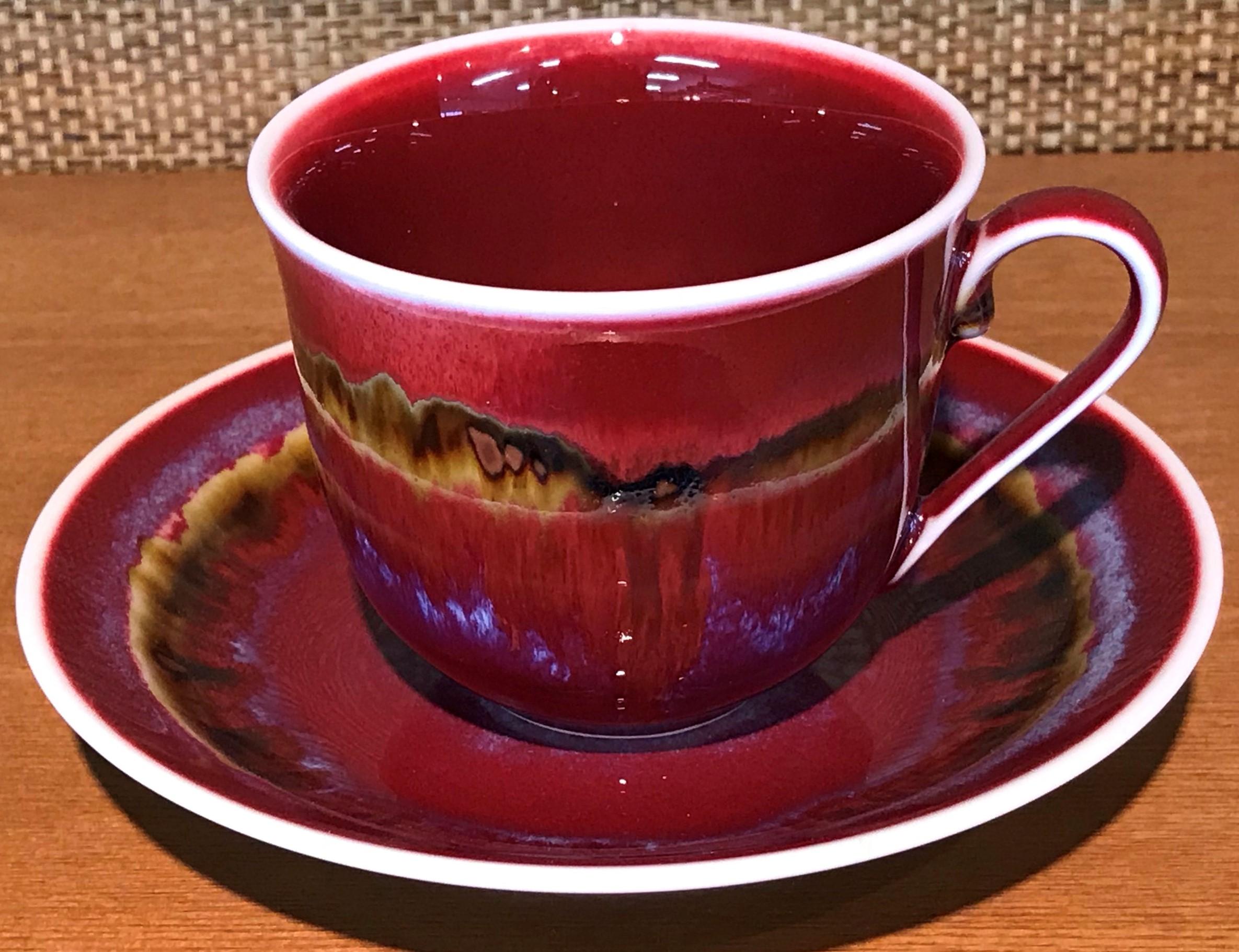 Japanese Black Silver Hand-Glazed Porcelain Cup and Saucer, Master Artist  In New Condition In Takarazuka, JP