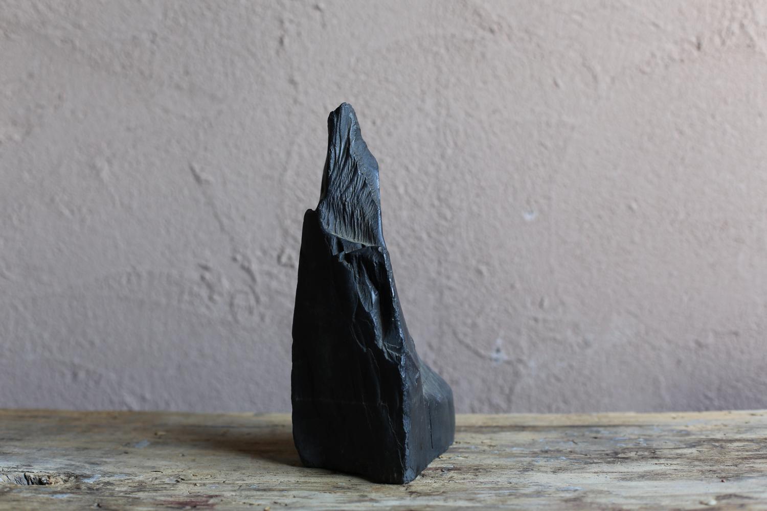 Japanese Black Stone Object with Buddha shape / wabi-sabi For Sale 1