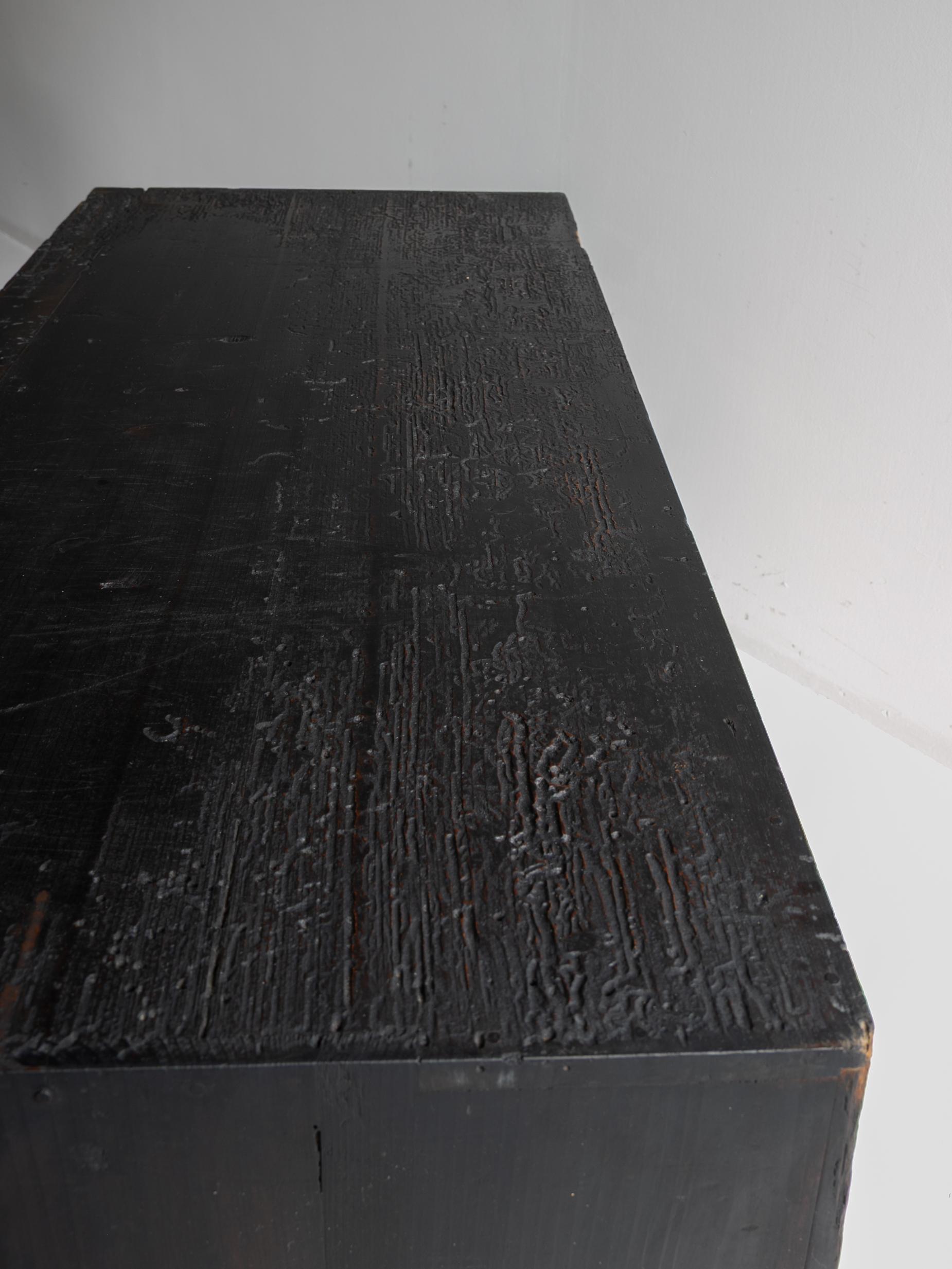 Japanese small Black Tansu 1920-1940 / Showa Period/Cabinet Sideboard Wabisabi / For Sale 12
