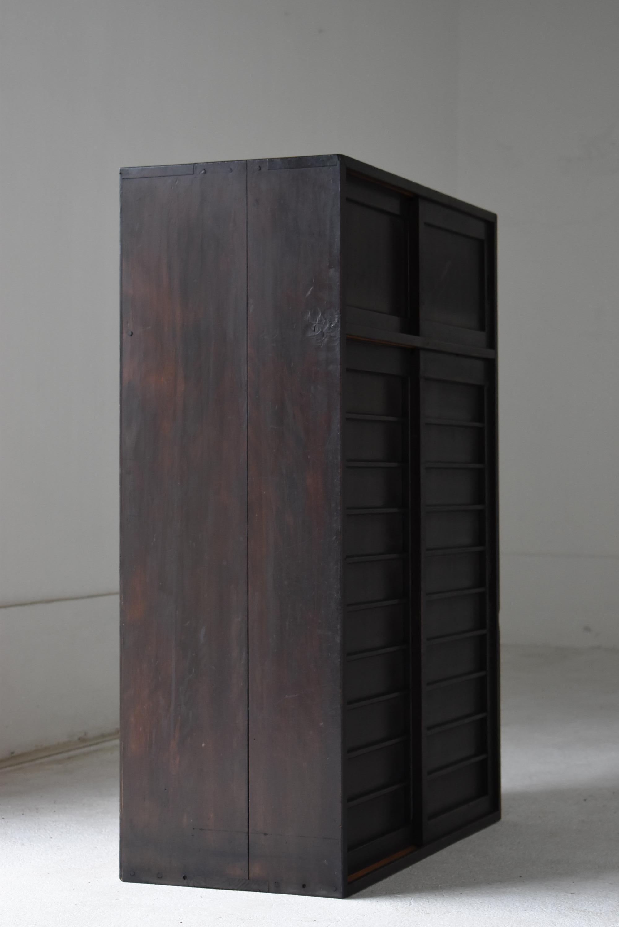 Japanese Antique Black Tansu 1920s-1940s / Cabinet Sideboard Wabisabi For Sale 4