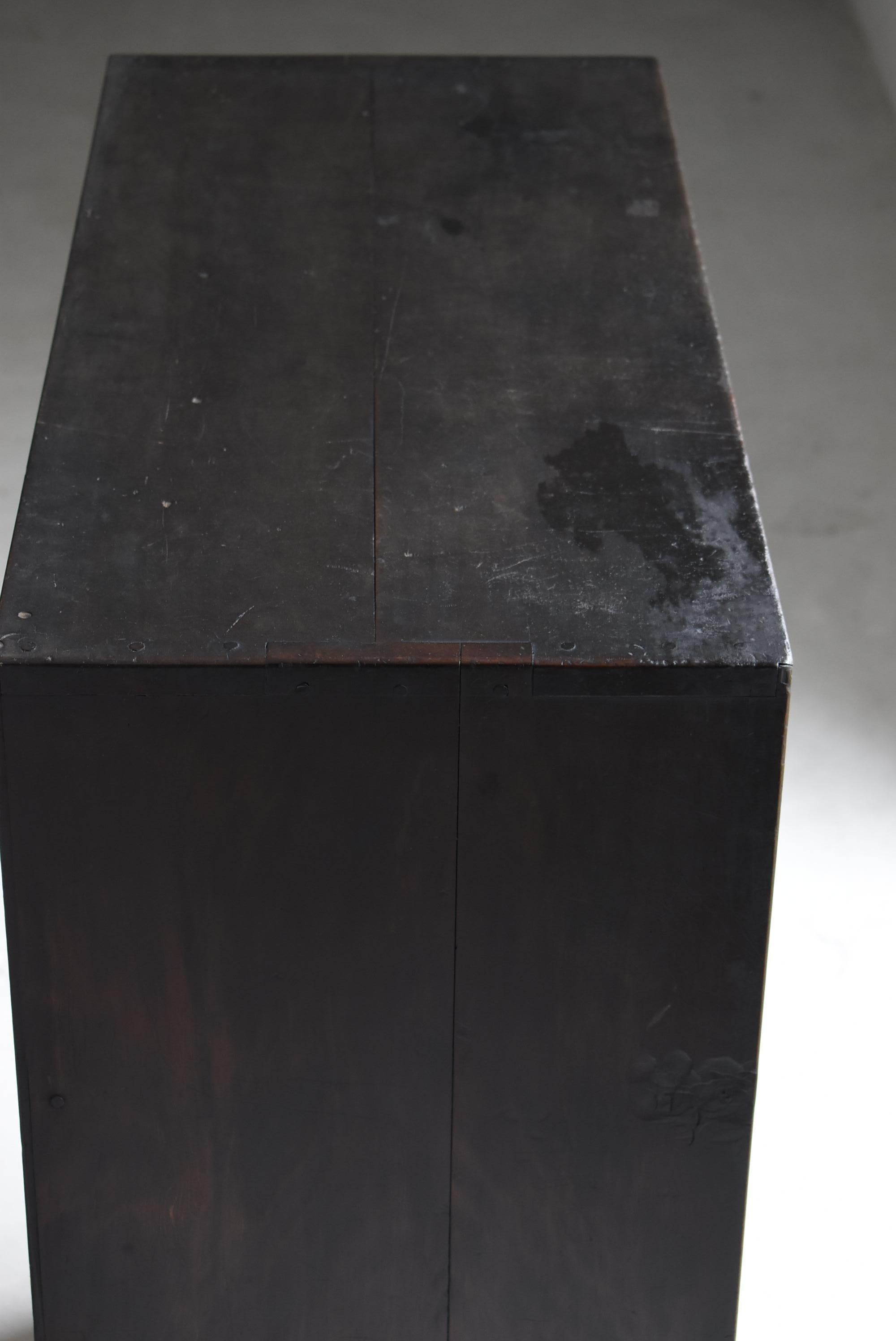 Japanese Antique Black Tansu 1920s-1940s / Cabinet Sideboard Wabisabi For Sale 7