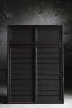 Japanese Antique Black Tansu 1920s-1940s / Cabinet Sideboard Wabisabi