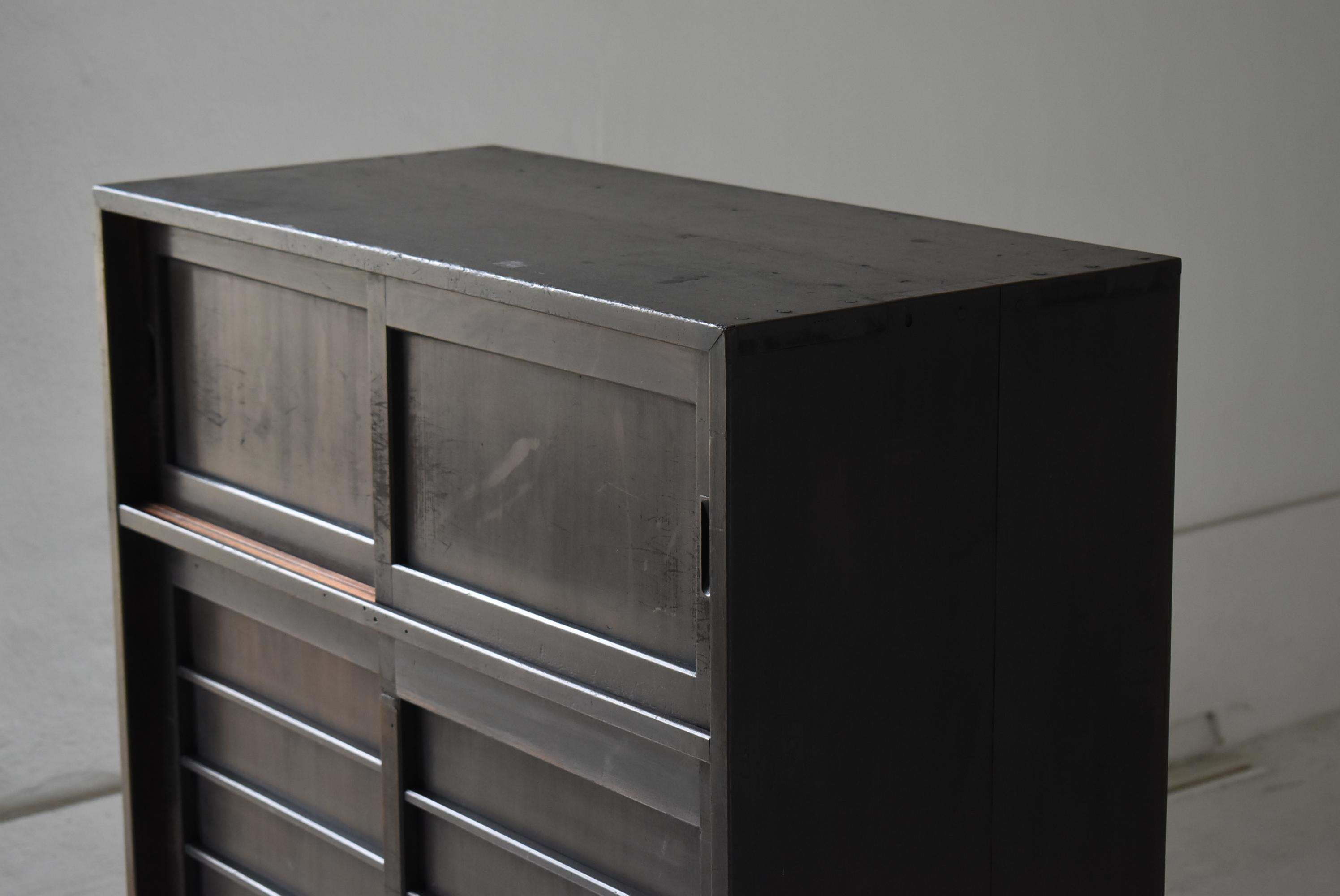 Showa Japanese Antique Black Tansu 1920s-1940s / Cabinet Sideboard Wabisabi For Sale