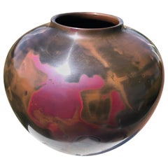 Vintage Japanese Blazing Red Bronze Vase