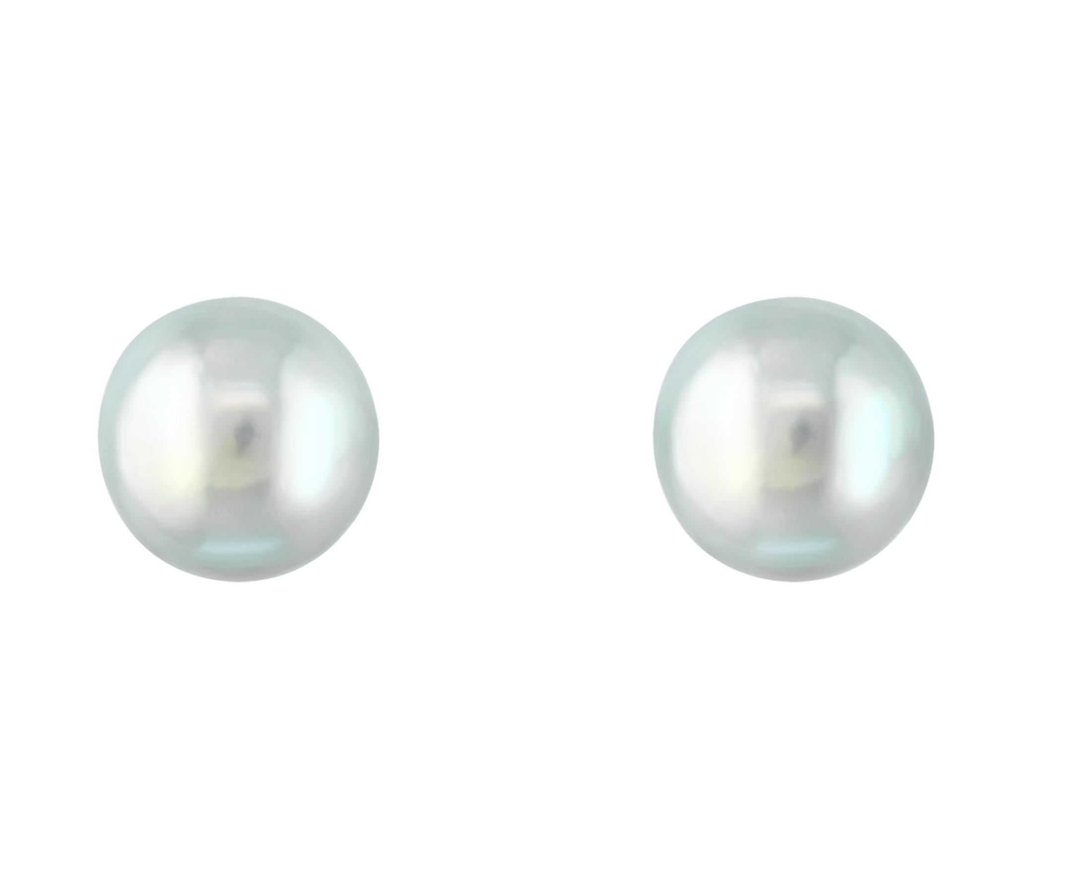 Pendientes de perla Akoya azul japonesa de oro blanco de 14 quilates Contemporáneo en venta