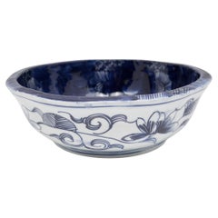 Japanese Blue and White Lobed Bowl, C. 1900