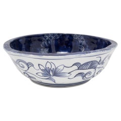 Japanese Blue and White Lobed Bowl, C. 1900