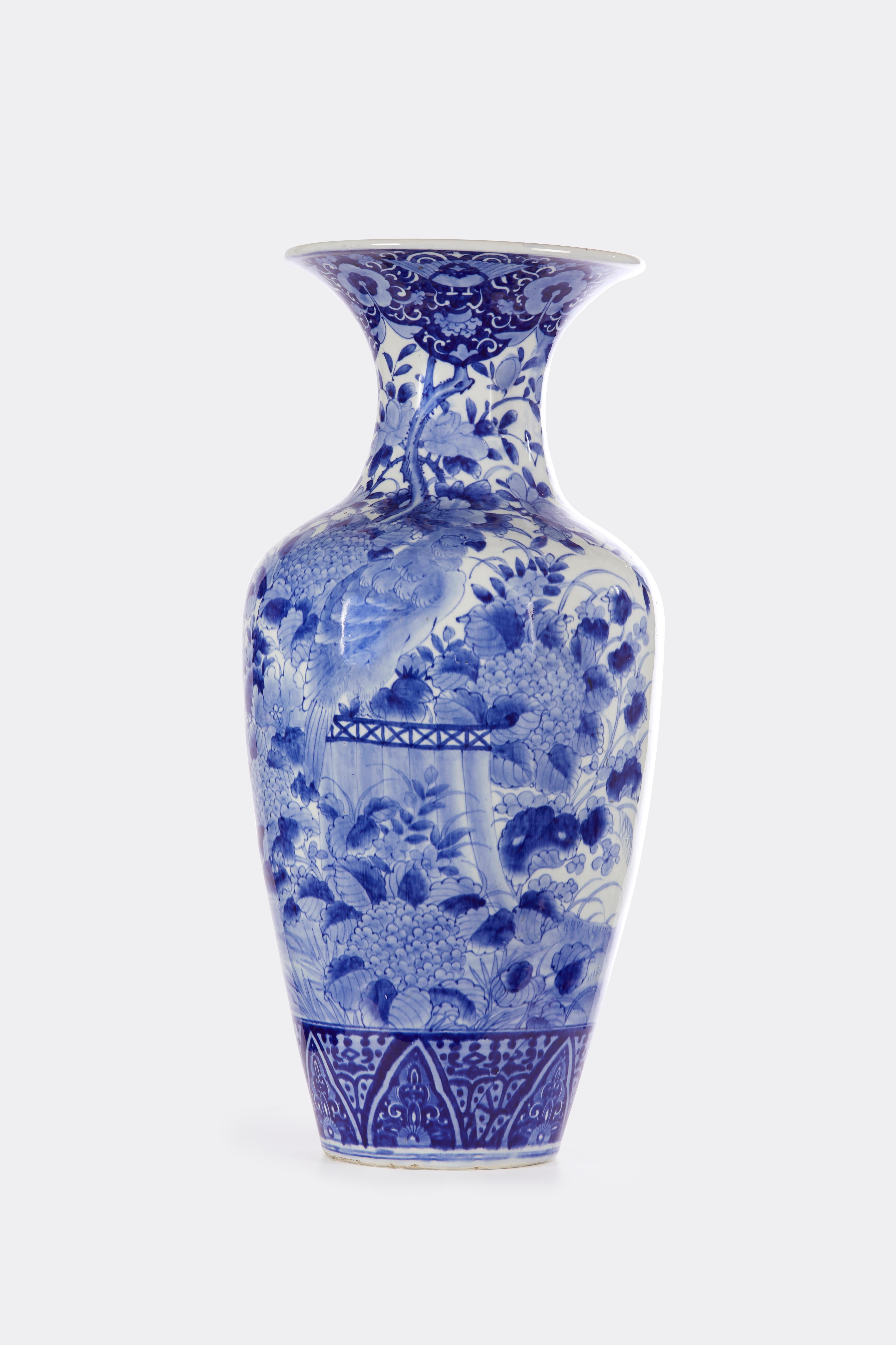 Japanese Blue and White Palace Sized Vase For Sale 1